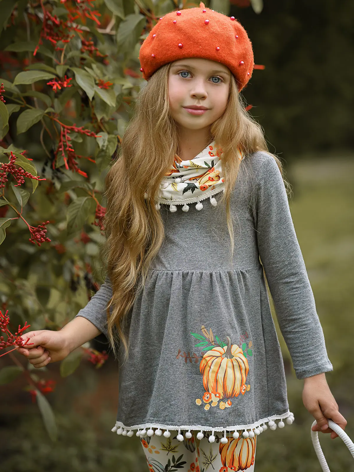 Pumpkin Picking Tunic, Legging and Scarf Set - Image 3
