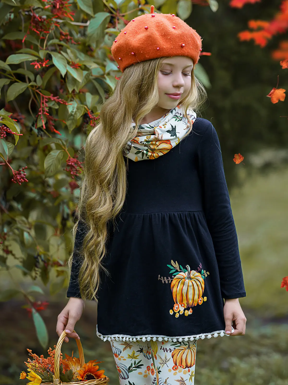 Pumpkin Picking Tunic, Legging and Scarf Set - Image 4