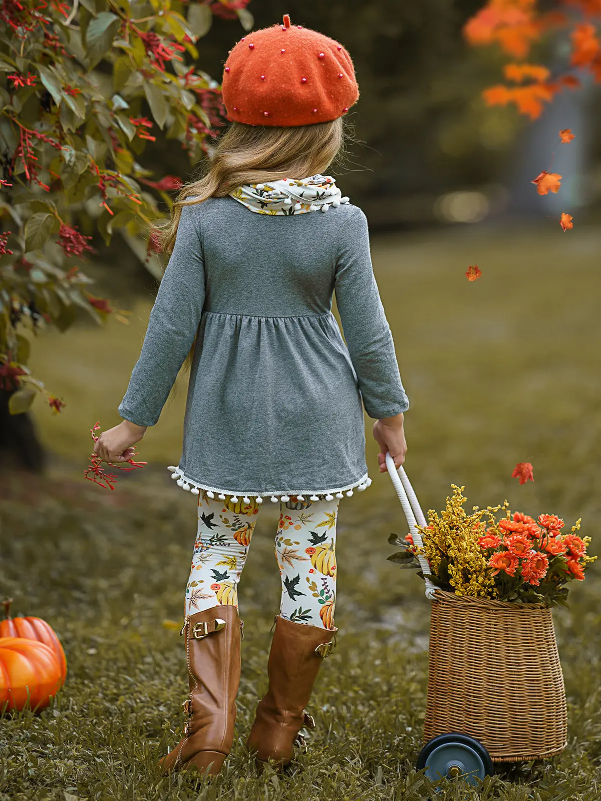 Pumpkin Picking Tunic, Legging and Scarf Set - Image 7