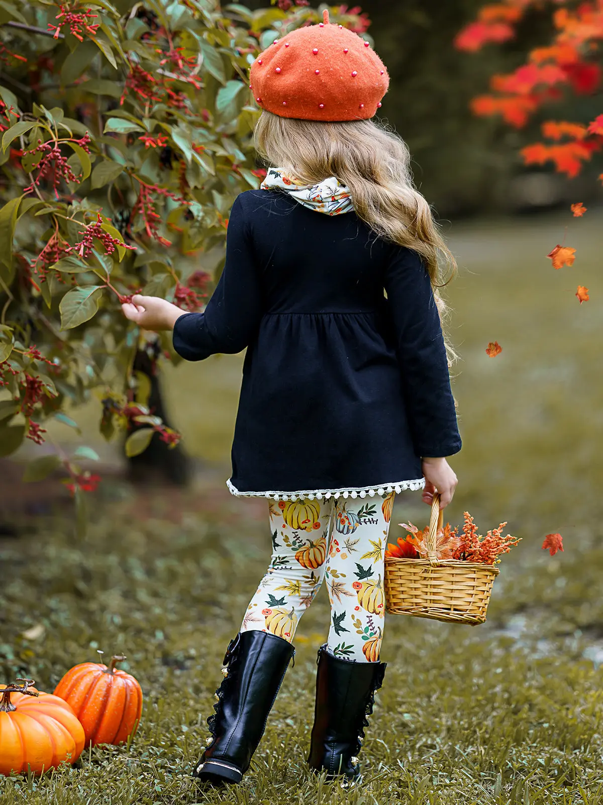 Pumpkin Picking Tunic, Legging and Scarf Set - Image 8
