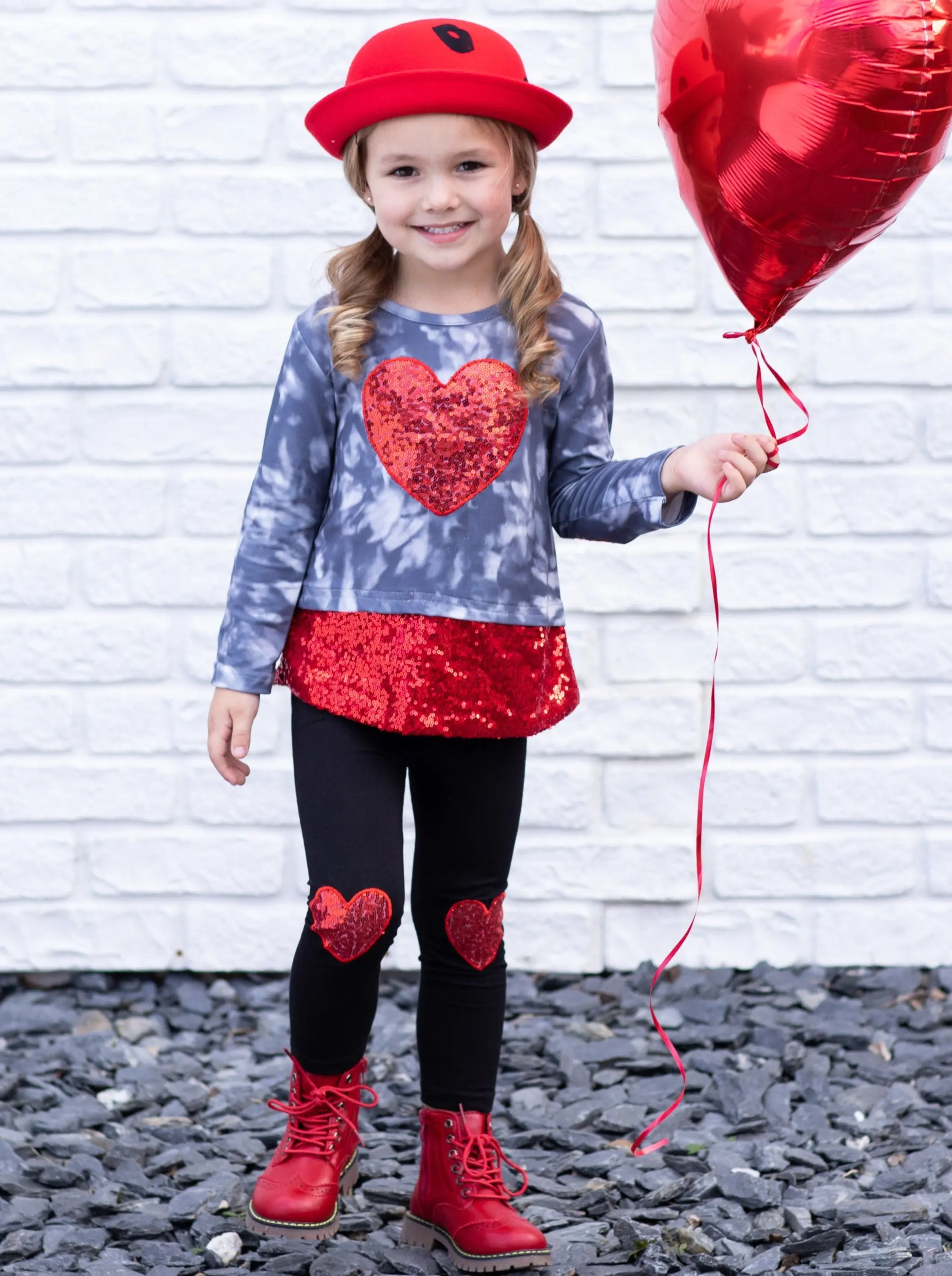 My Sparkling Heart Sequin Patched Legging Set - Image 2