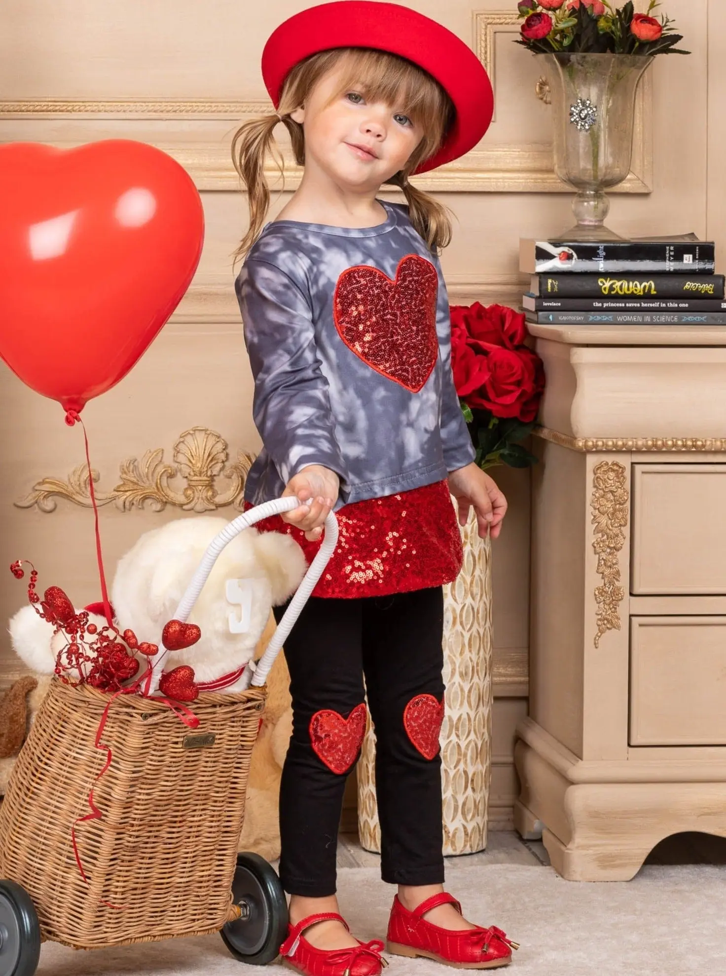 My Sparkling Heart Sequin Patched Legging Set - Image 3