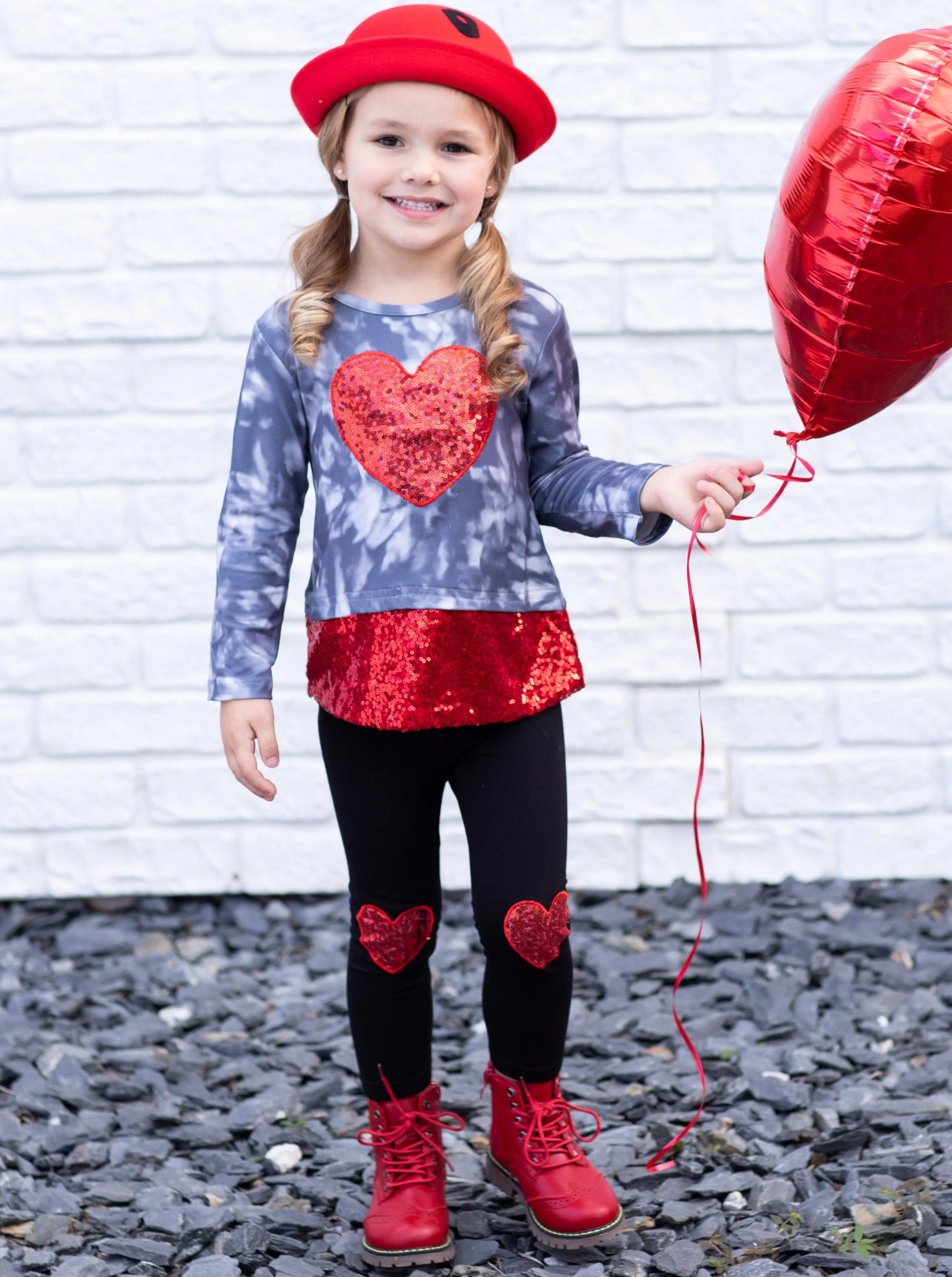 My Sparkling Heart Sequin Patched Legging Set - Image 4