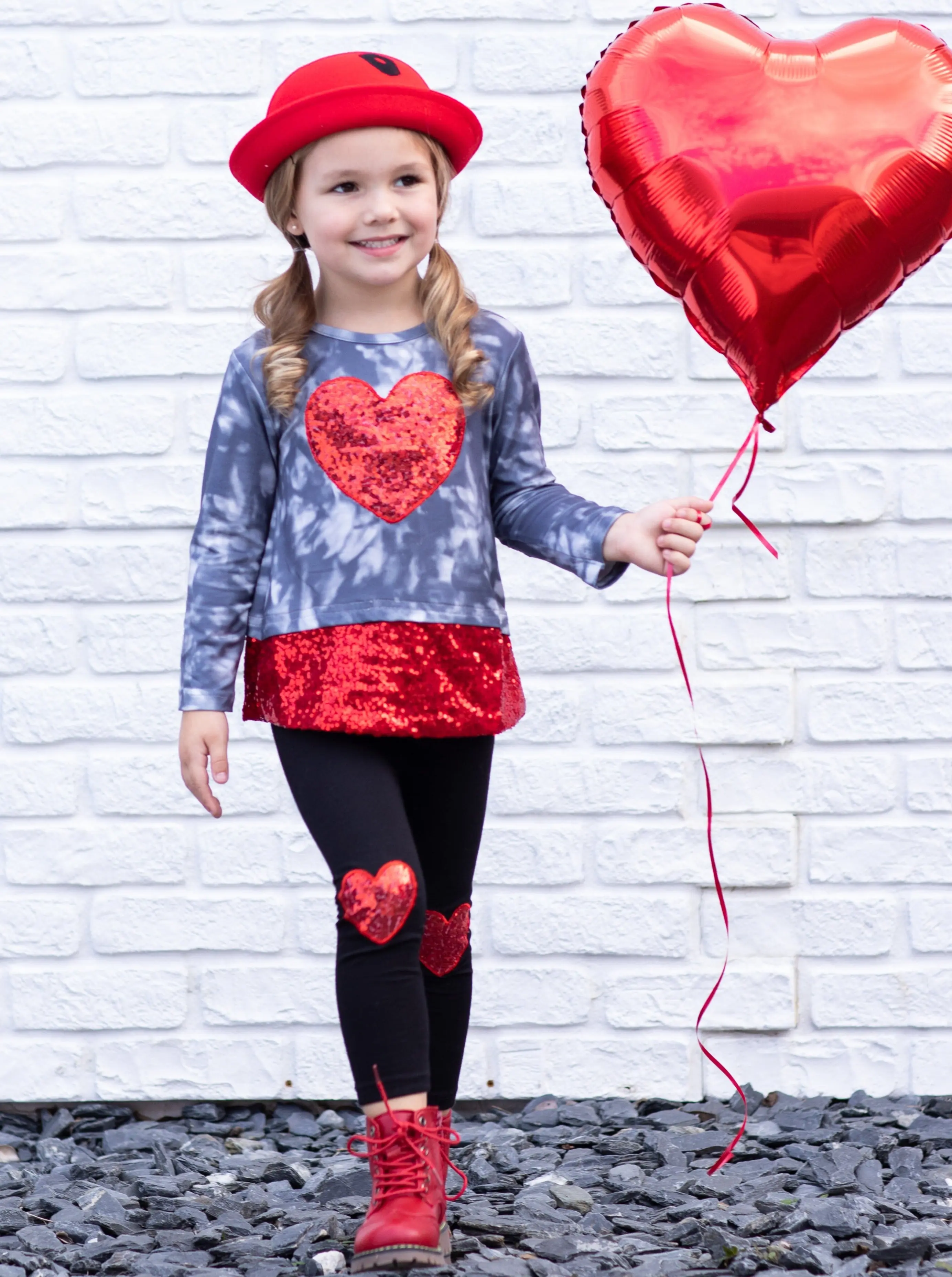 My Sparkling Heart Sequin Patched Legging Set - Image 5