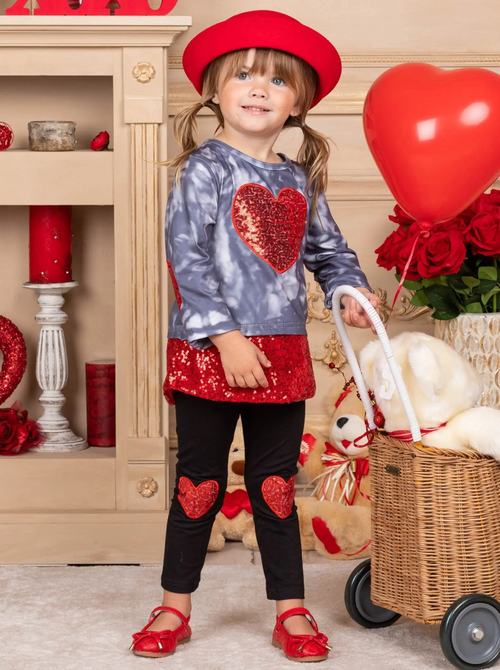 My Sparkling Heart Sequin Patched Legging Set - Image 9