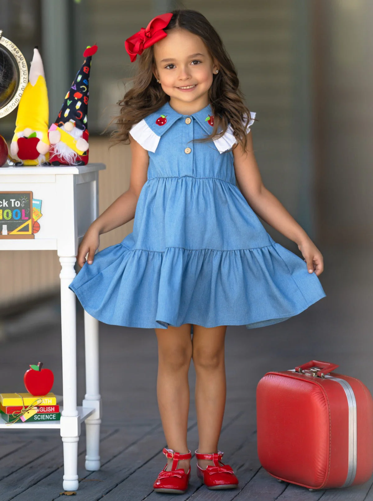 Extra Style Credit Ruffle Collar Denim Dress - Image 2