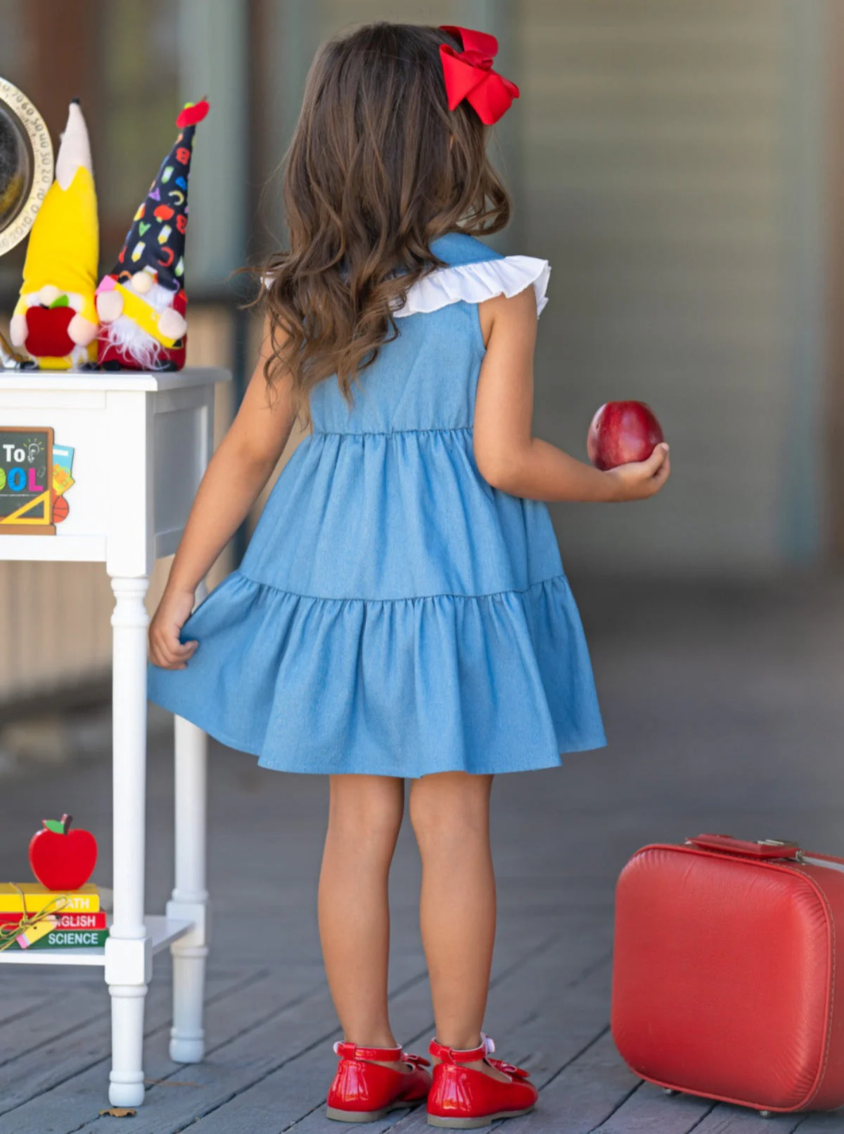 Extra Style Credit Ruffle Collar Denim Dress - Image 3