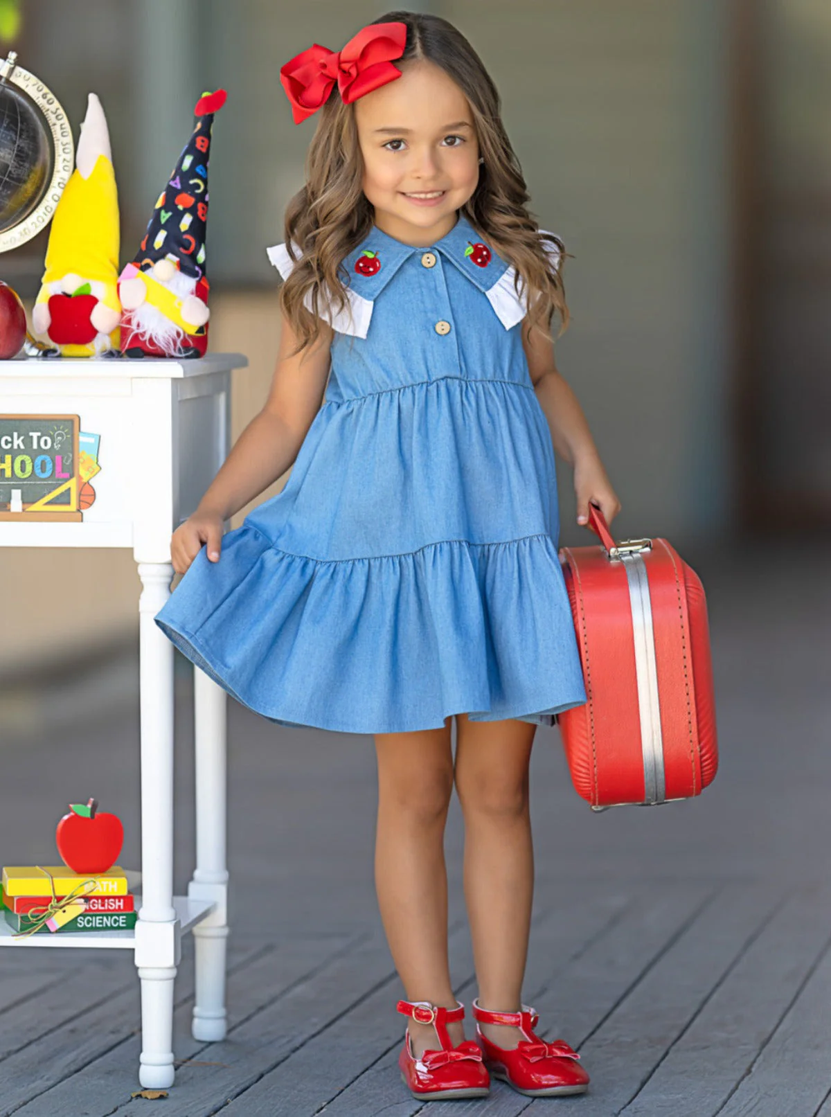 Extra Style Credit Ruffle Collar Denim Dress - Image 5