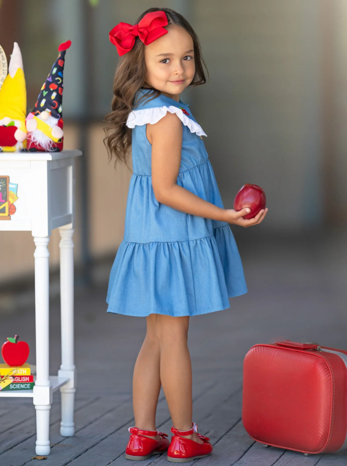 Extra Style Credit Ruffle Collar Denim Dress - Image 6