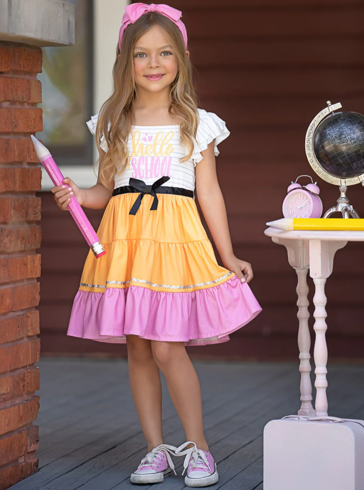 Hello School Striped Tiered Dress - Image 2