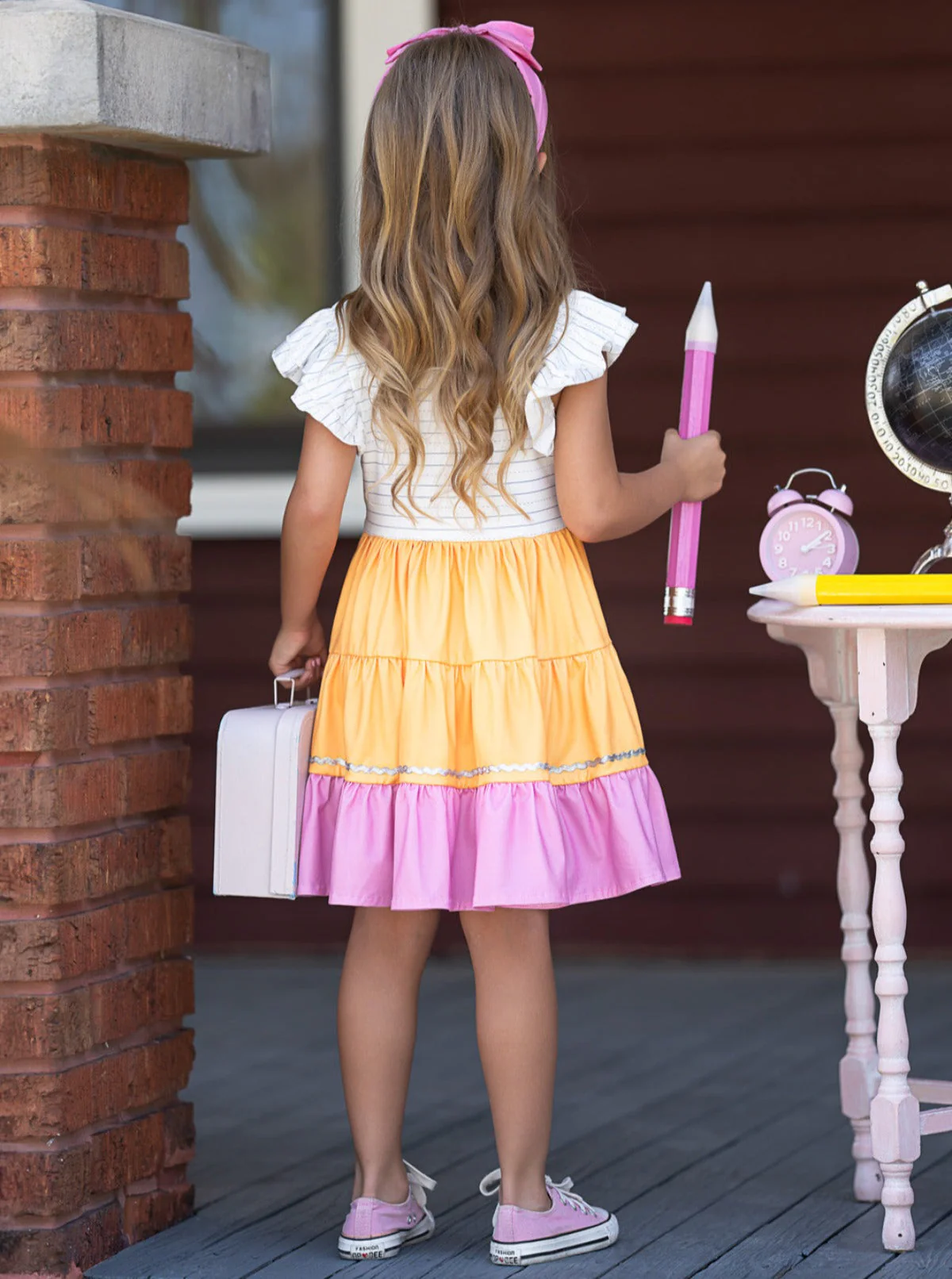 Hello School Striped Tiered Dress - Image 3