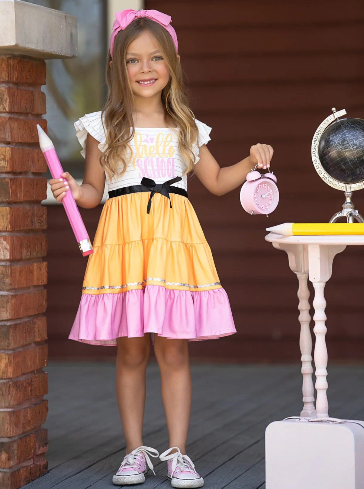 Hello School Striped Tiered Dress - Image 4