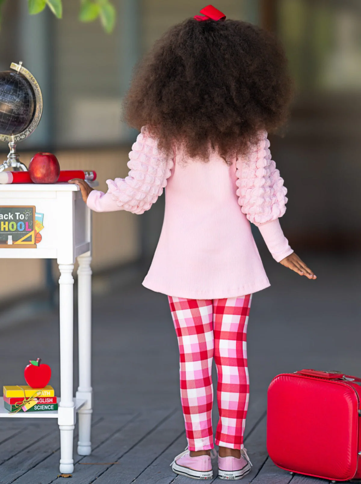 Sweet Schoolgirl Apple Tunic and Checkered Legging Set - Image 6