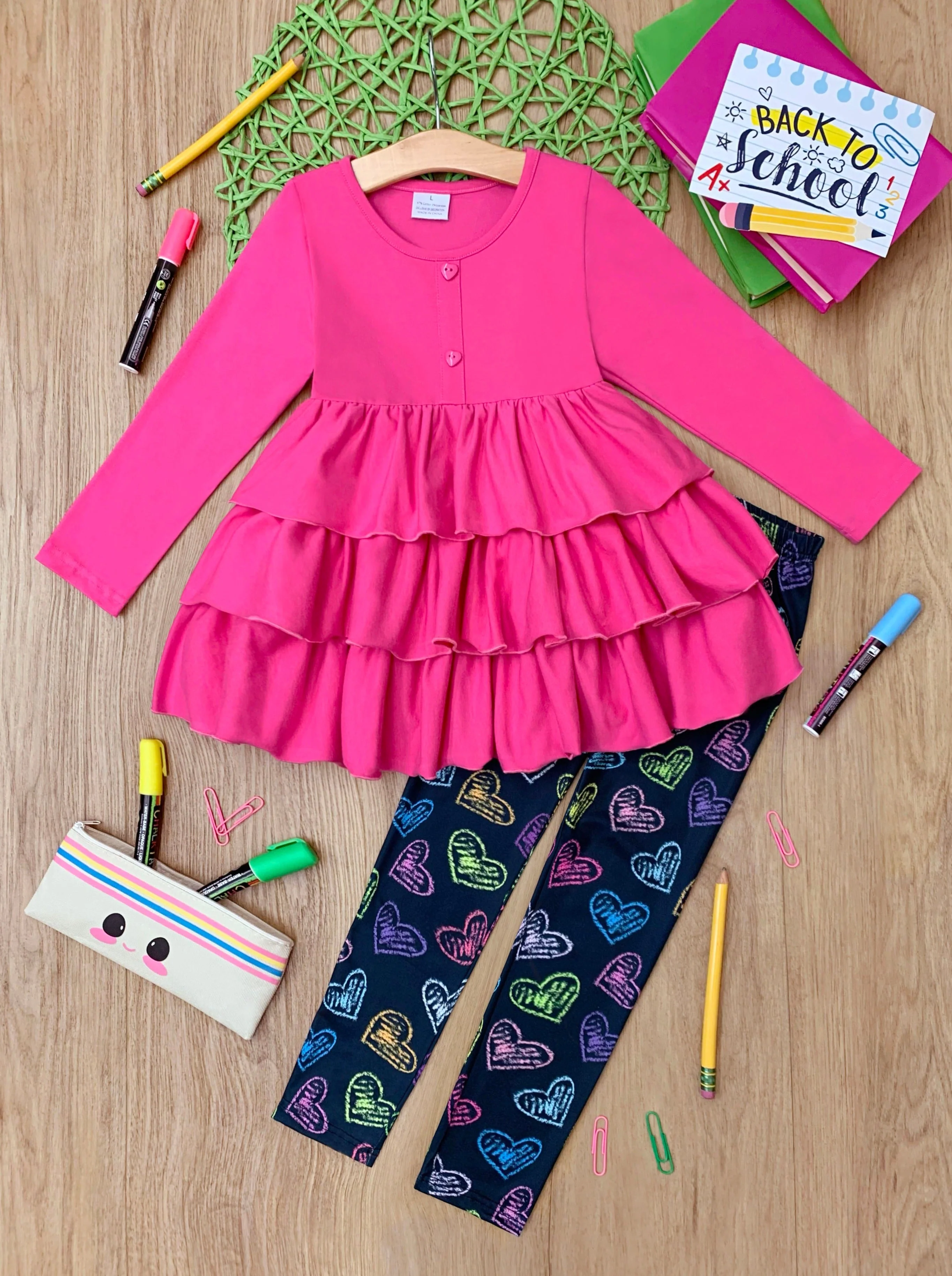 Love To Learn Tiered Tunic and Heart Legging Set - Image 2