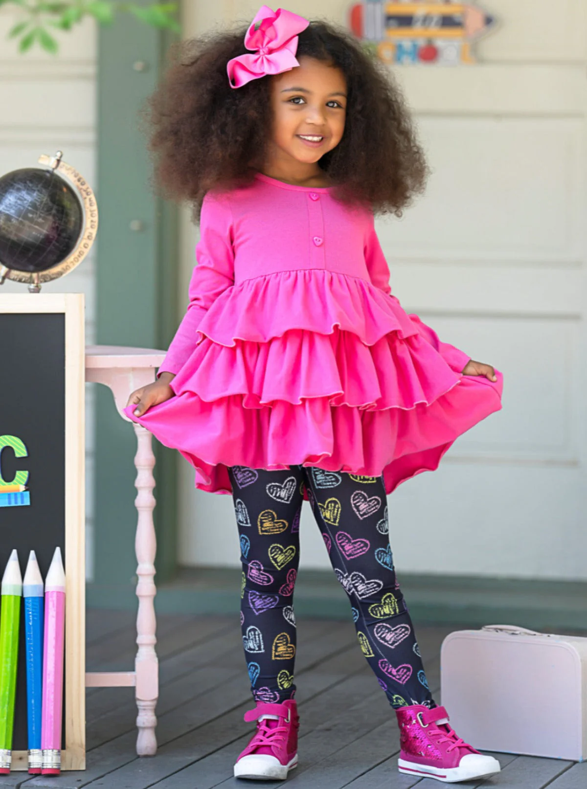 Love To Learn Tiered Tunic and Heart Legging Set - Image 3