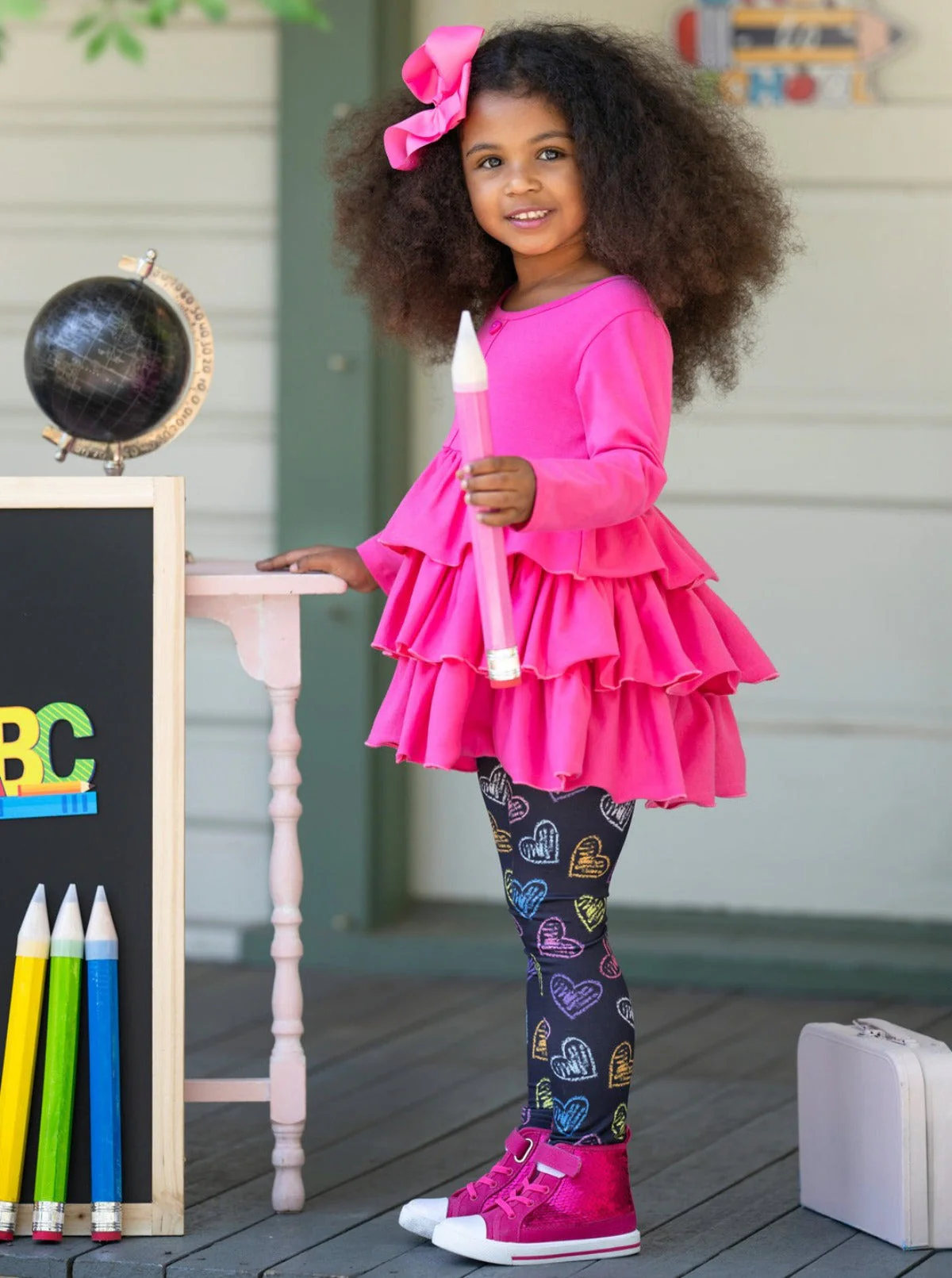 Love To Learn Tiered Tunic and Heart Legging Set - Image 4
