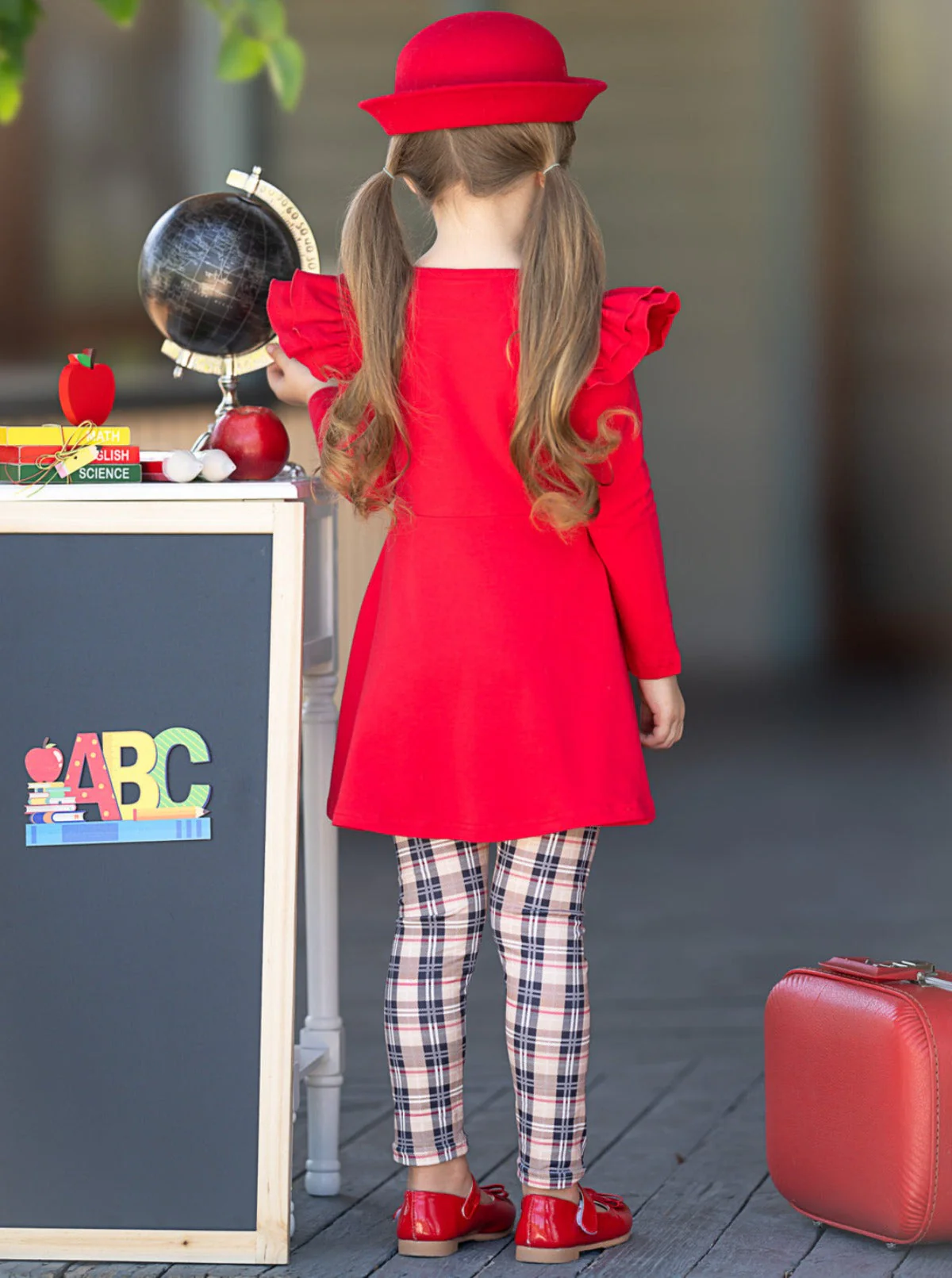 Fashion Class Apple Peplum Tunic and Plaid Legging Set - Image 6