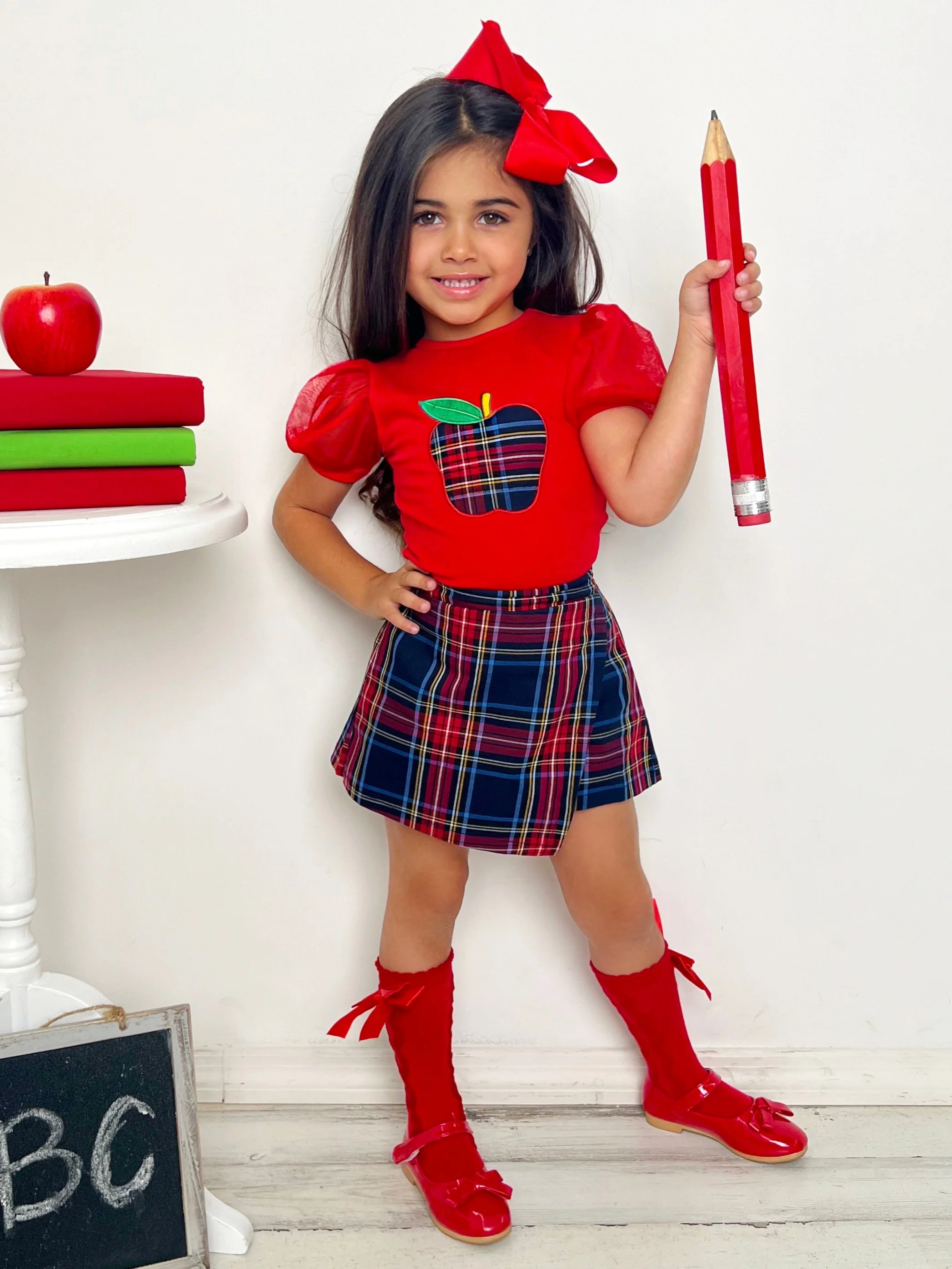 Little Miss Perfect Plaid Skort Set - Image 3