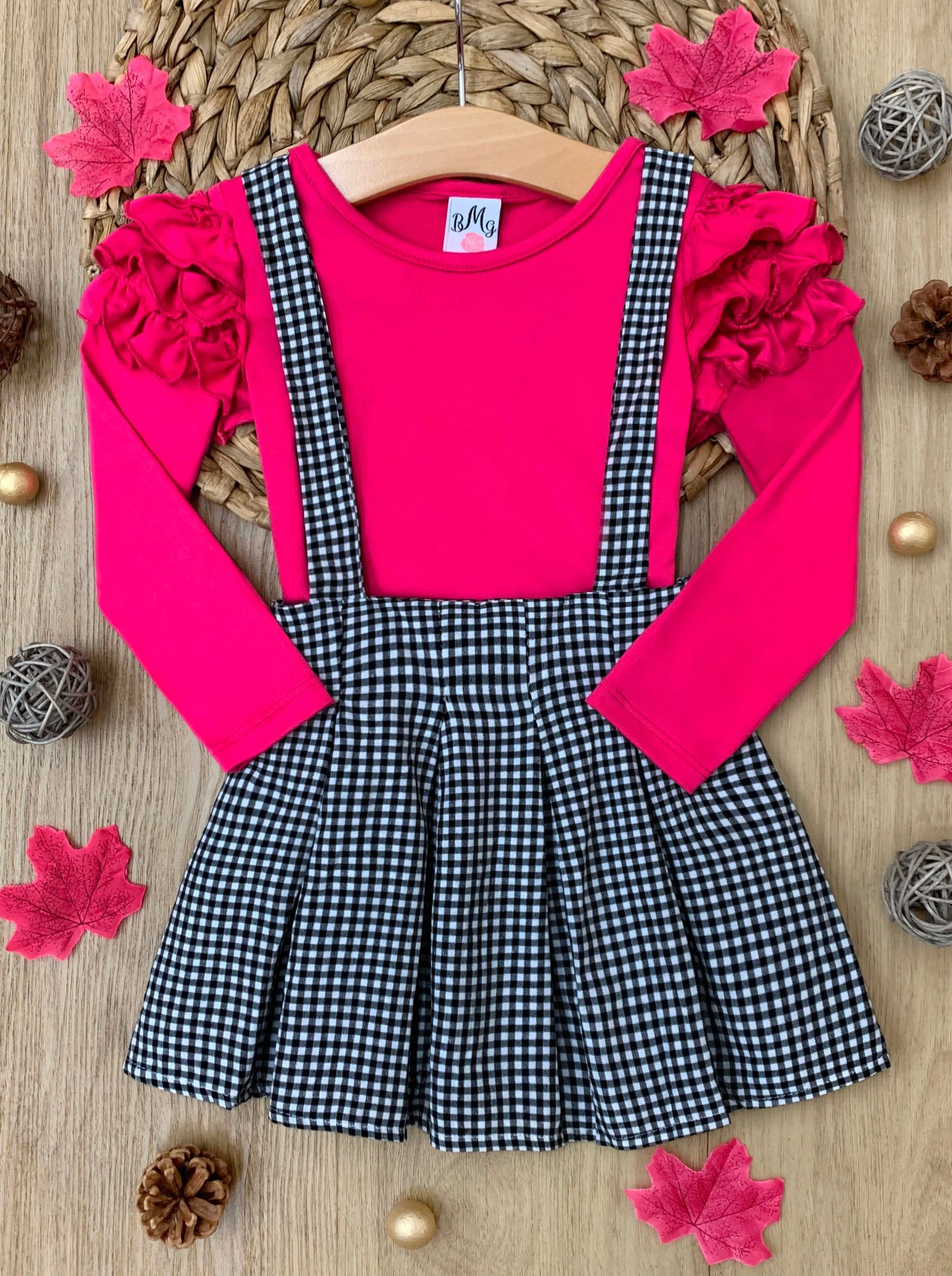 So Impressive Gingham Suspender Skirt Set - Image 2