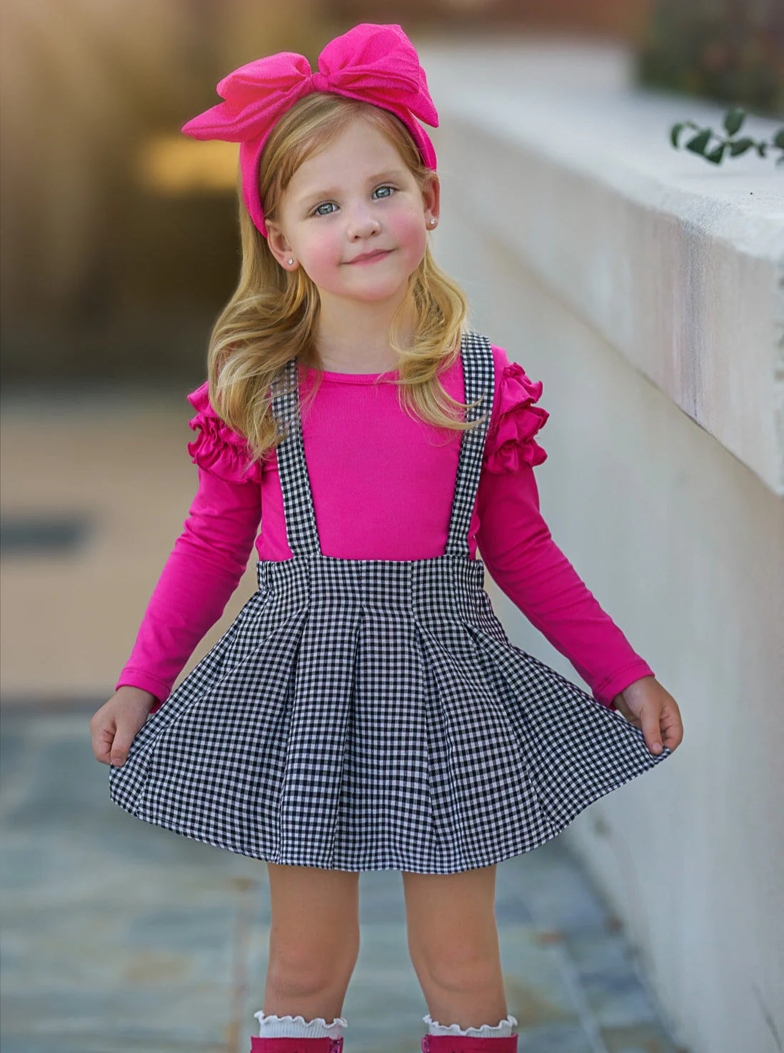 So Impressive Gingham Suspender Skirt Set - Image 3
