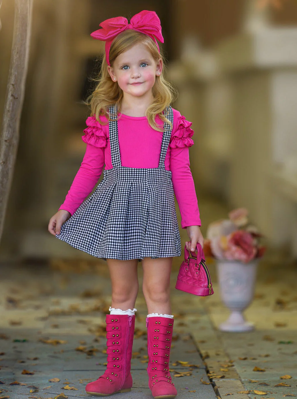 So Impressive Gingham Suspender Skirt Set - Image 5