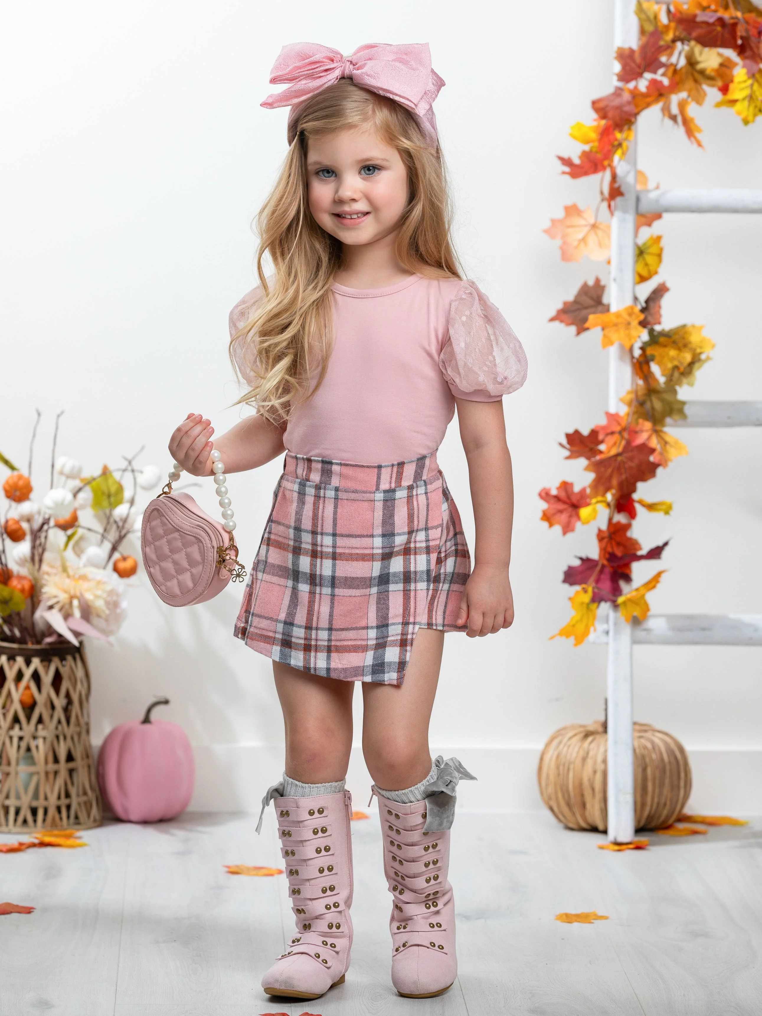 Always Pretty Pink Plaid Skort Set - Image 5