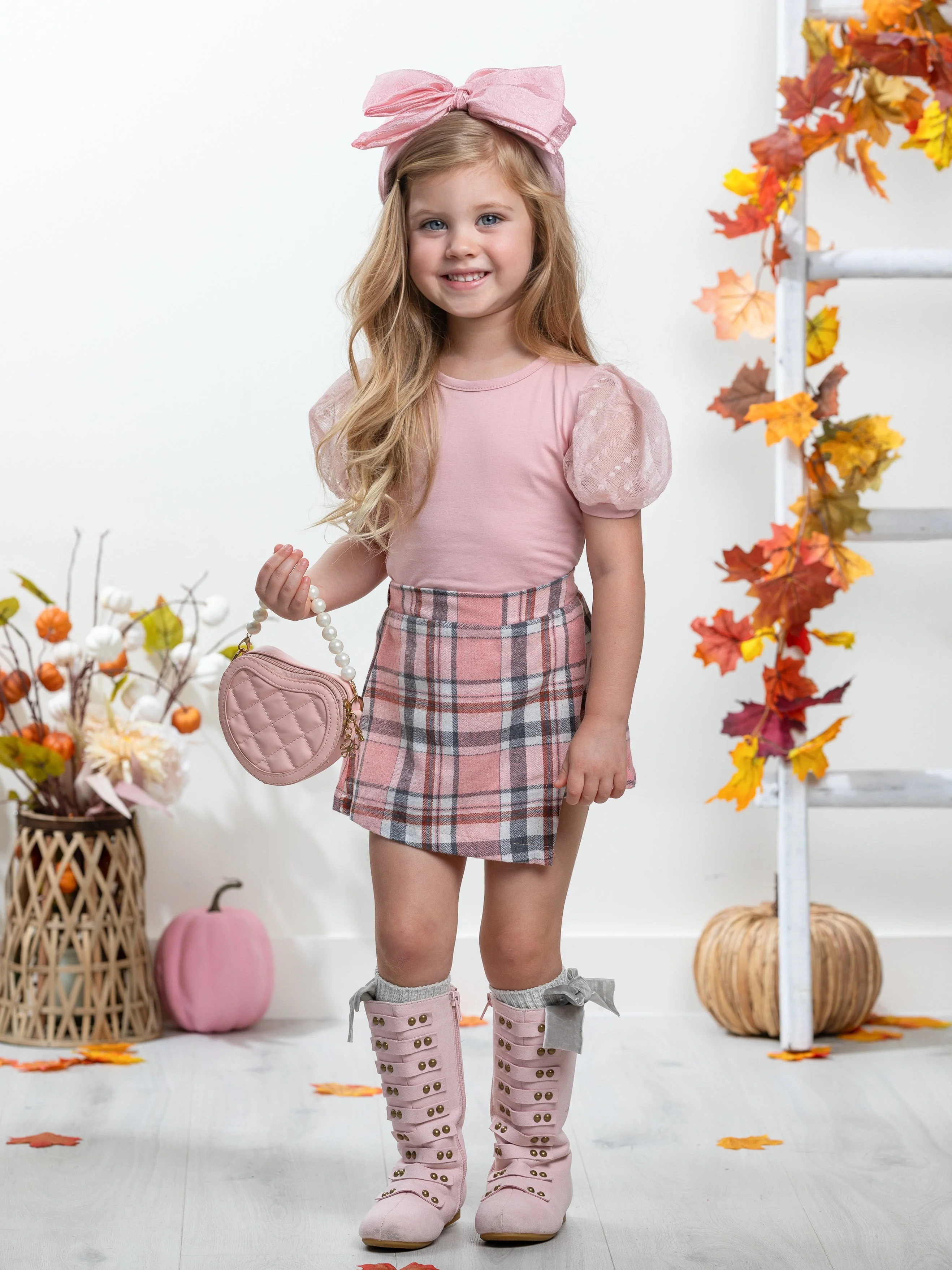 Always Pretty Pink Plaid Skort Set - Image 6