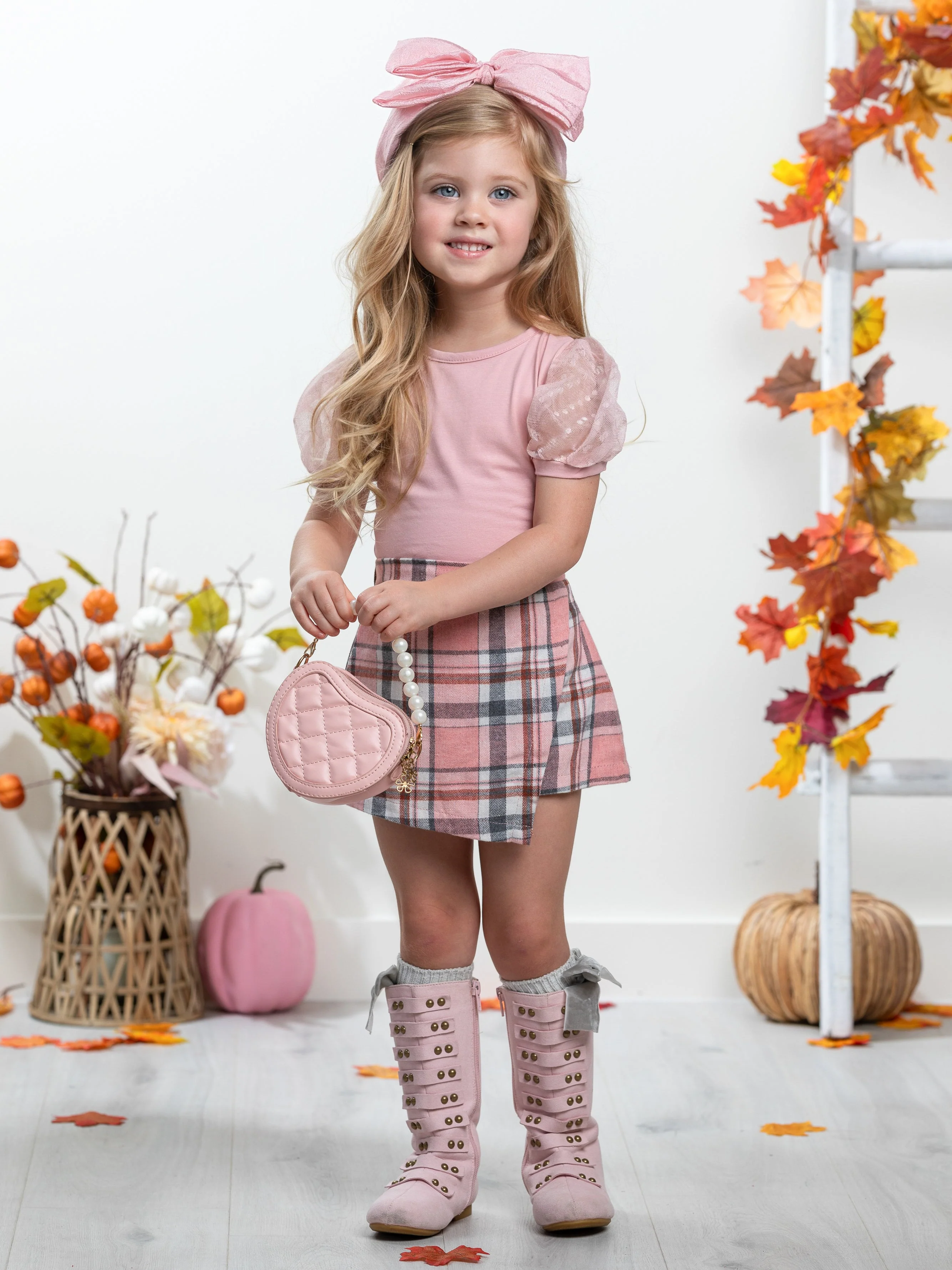 Always Pretty Pink Plaid Skort Set - Image 7