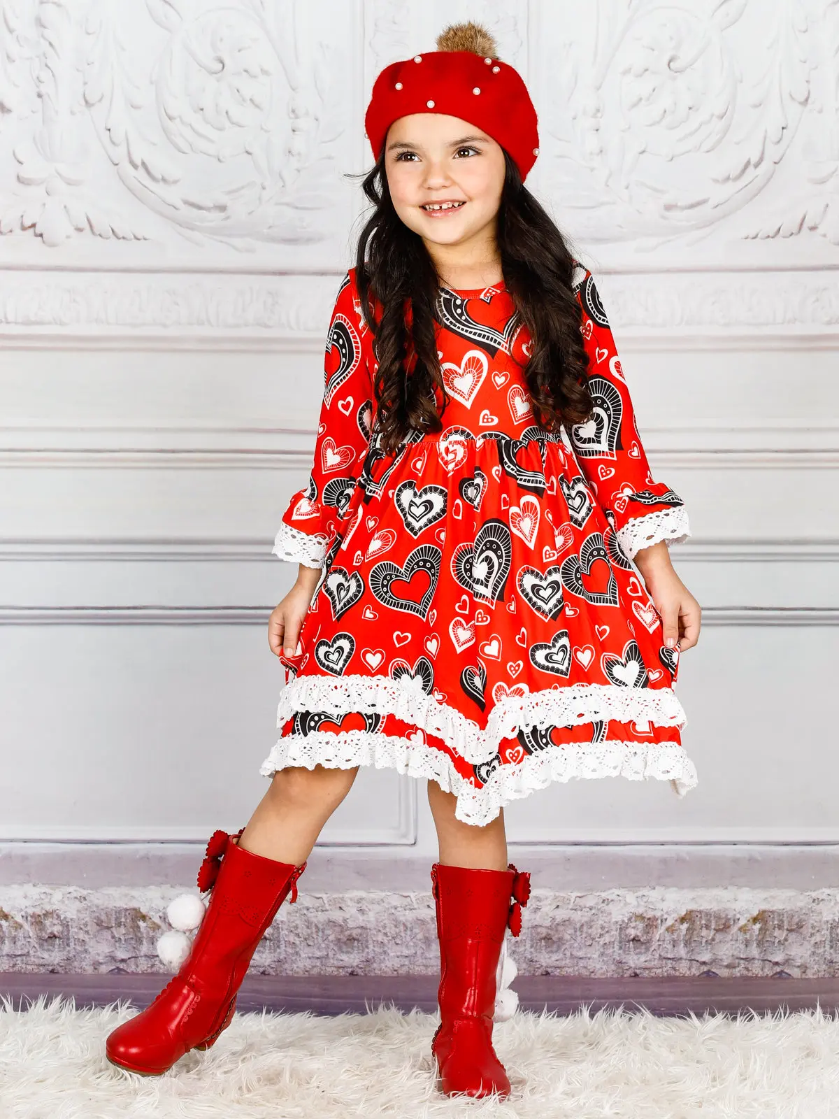Happiness Heart Crochet Trim Dress - Image 3