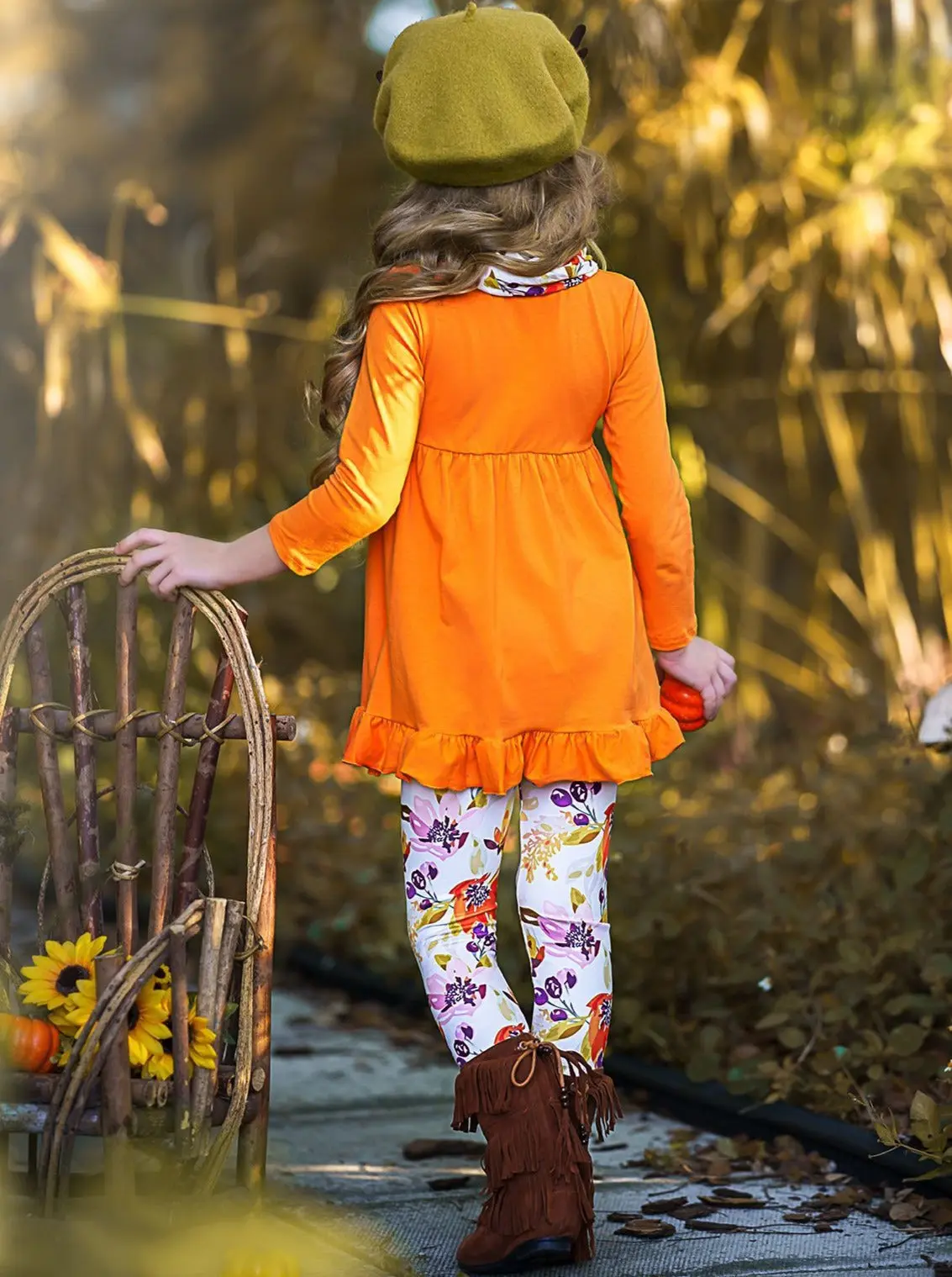 Fancy Fall Florals Tunic, Leggings and Scarf Set - Image 5