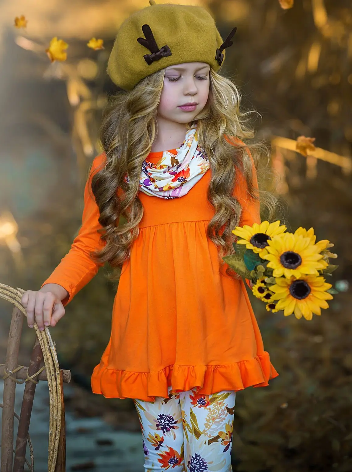 Fancy Fall Florals Tunic, Leggings and Scarf Set - Image 6