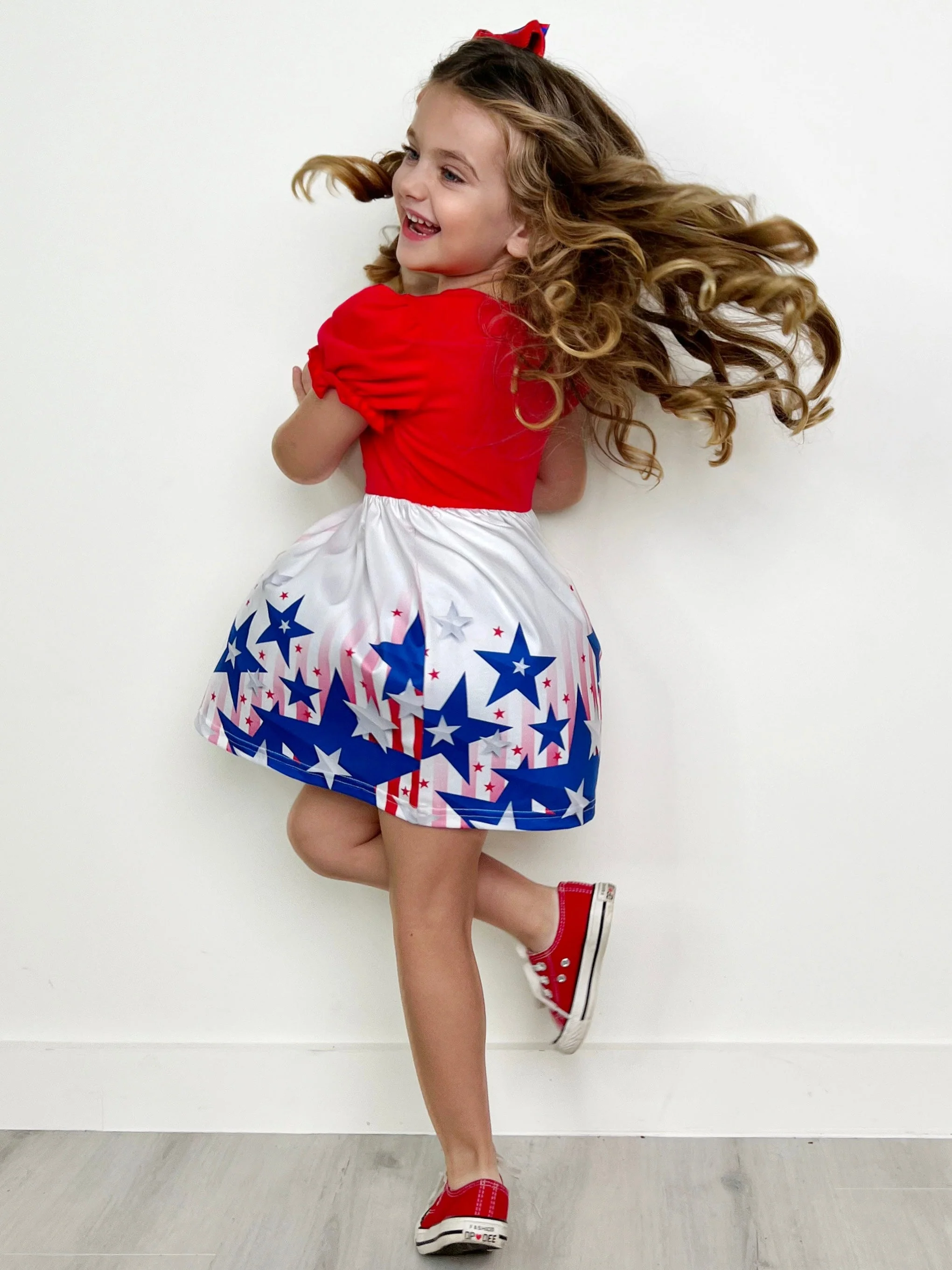 Stars & Stripes Princess Puff Sleeve Dress - Image 4