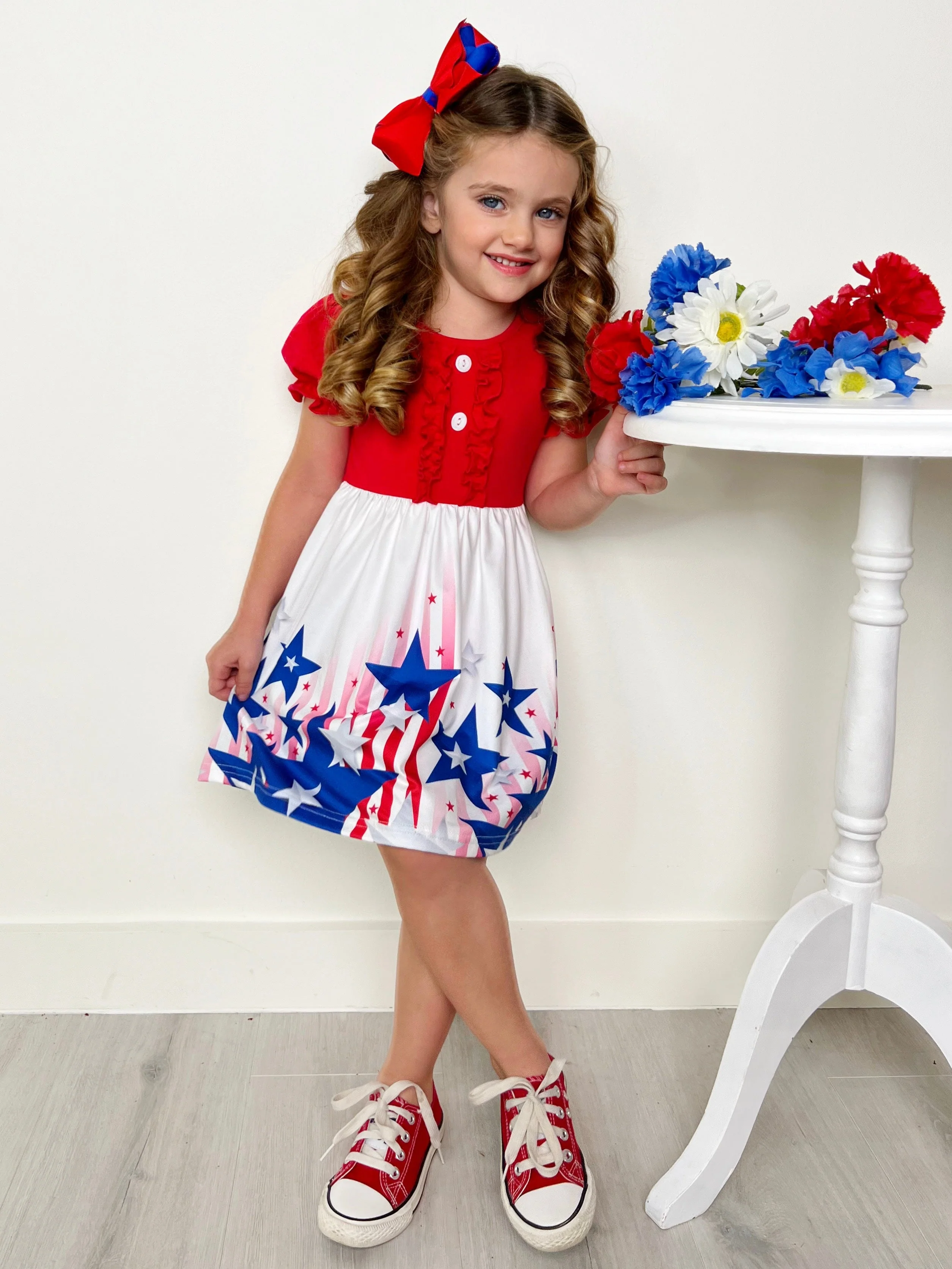 Stars & Stripes Princess Puff Sleeve Dress - Image 5