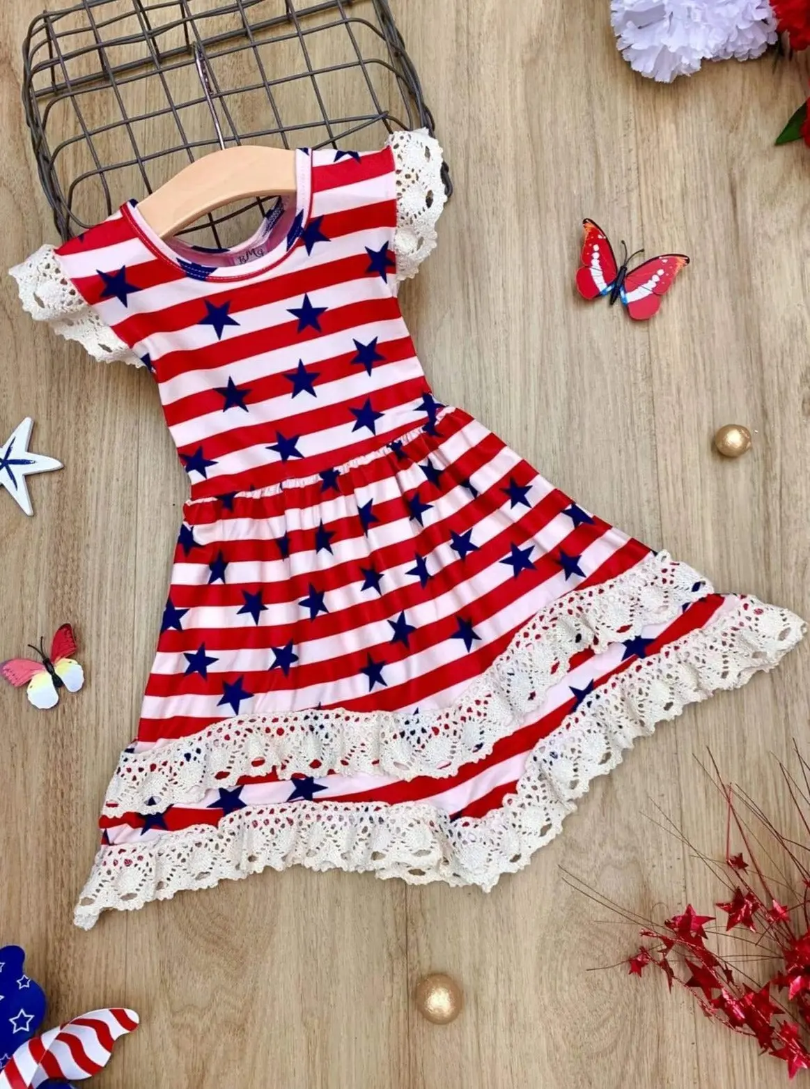 Star Spangled Glam Lace Tiered Ruffle Dress - Image 2