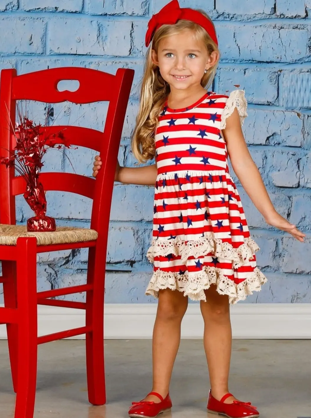 Star Spangled Glam Lace Tiered Ruffle Dress - Image 3