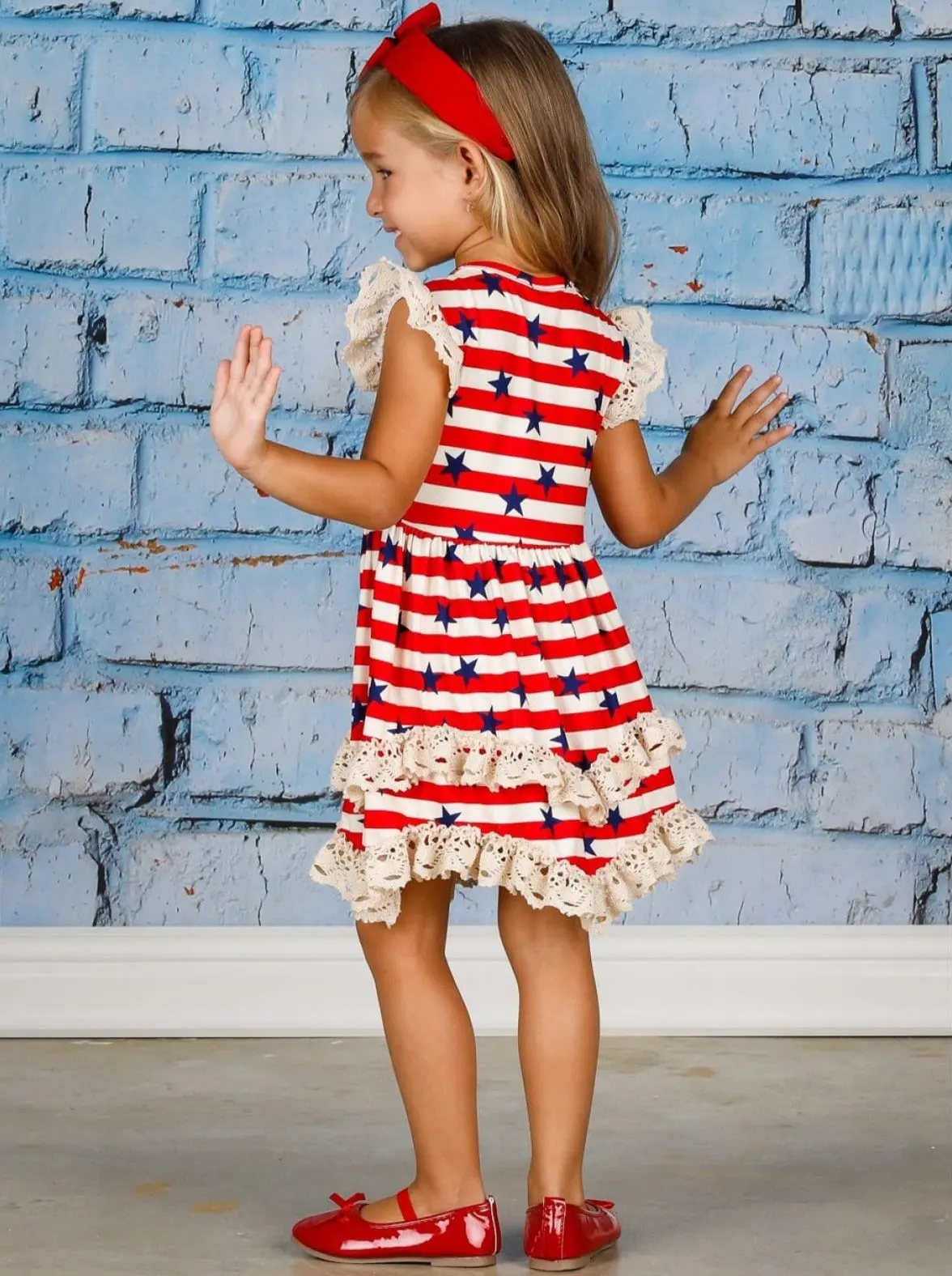 Star Spangled Glam Lace Tiered Ruffle Dress - Image 4