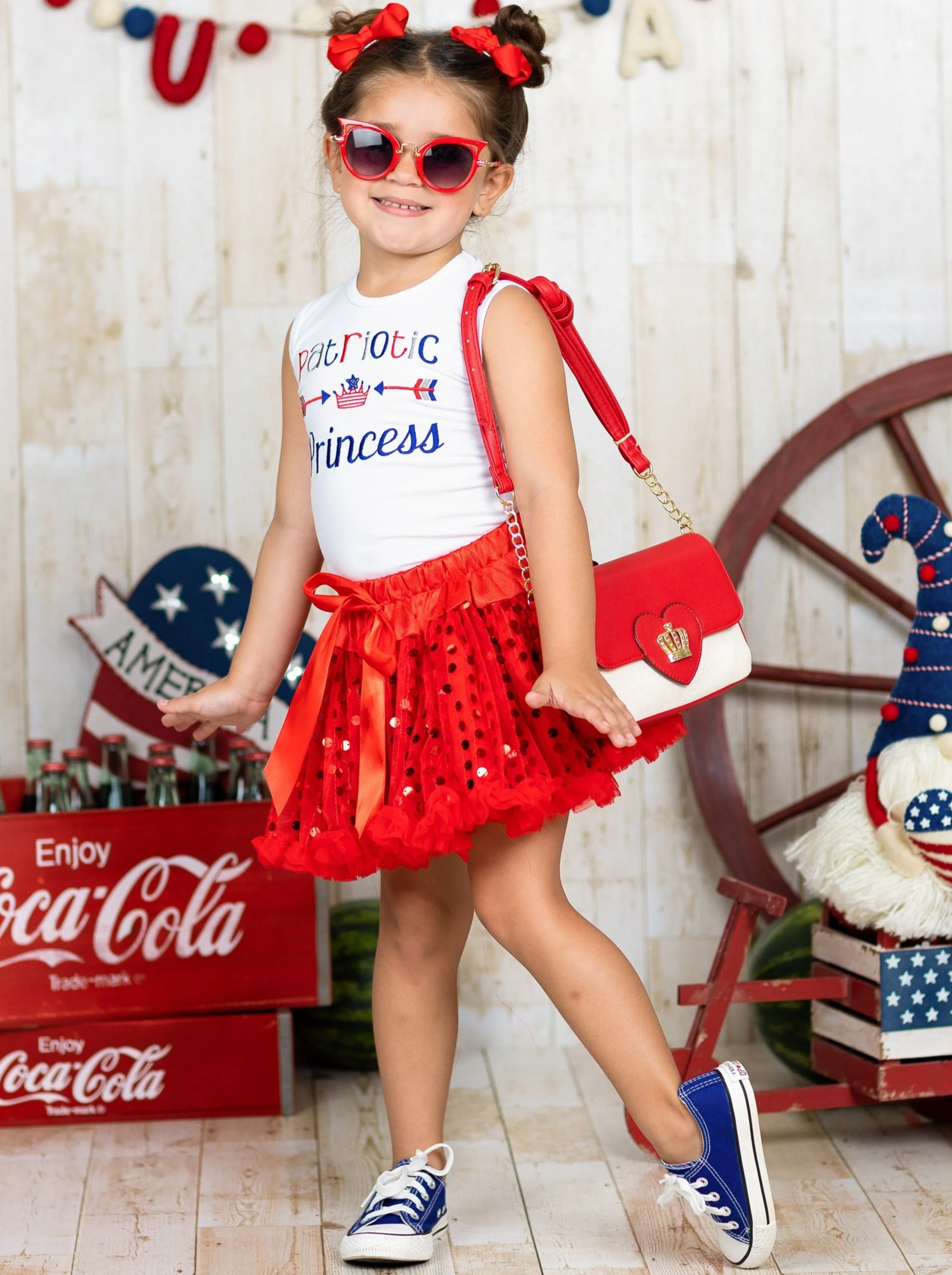 Patriotic Princess Sequin Skirt Set - Image 2