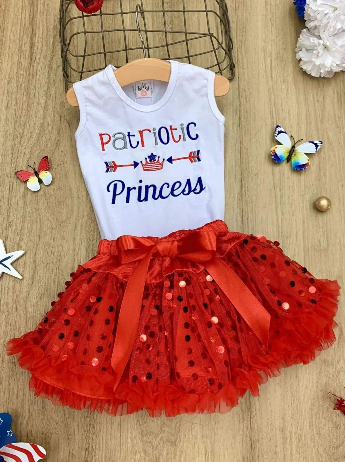 Patriotic Princess Sequin Skirt Set - Image 3