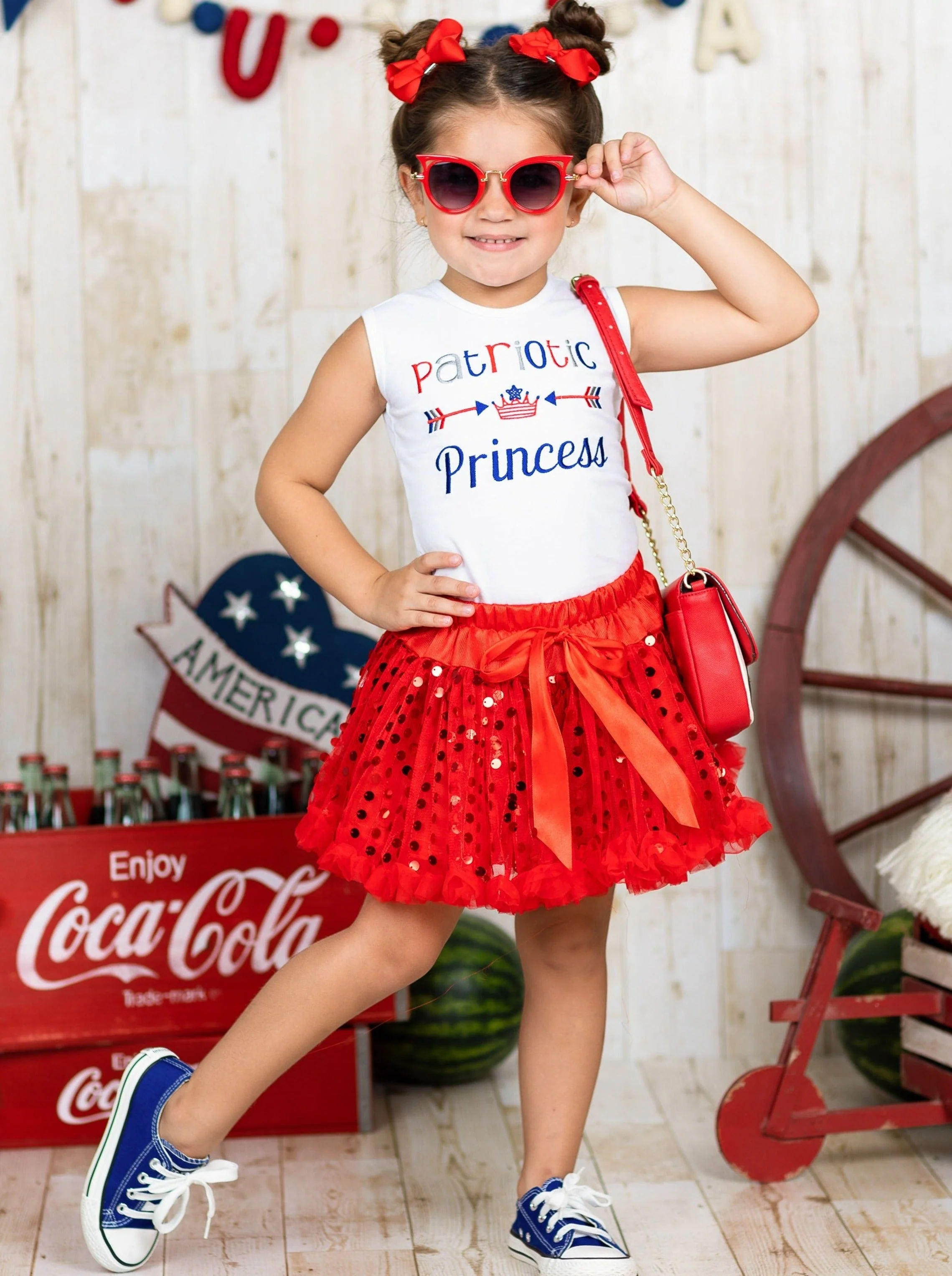 Patriotic Princess Sequin Skirt Set - Image 4