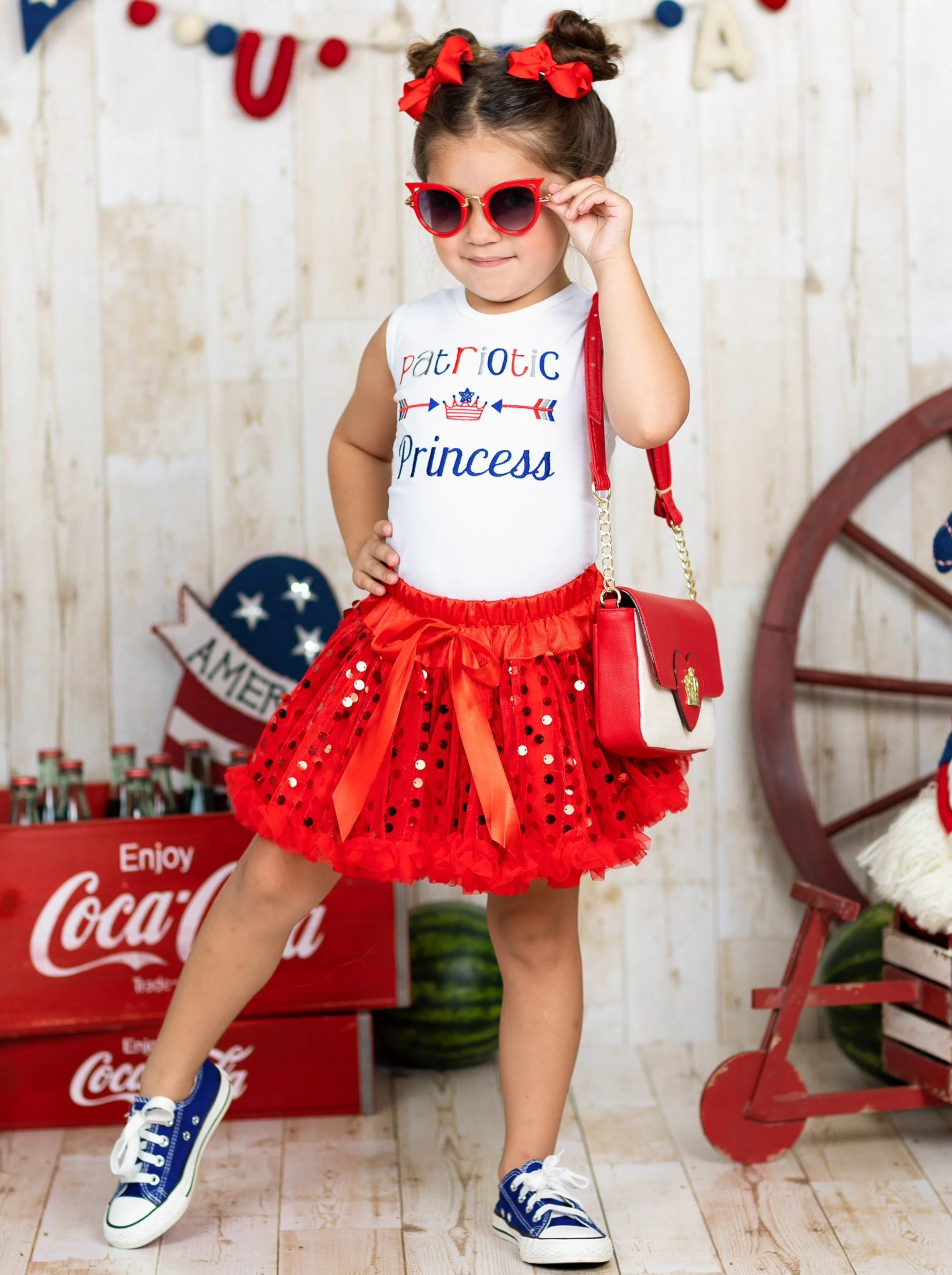 Patriotic Princess Sequin Skirt Set - Image 5