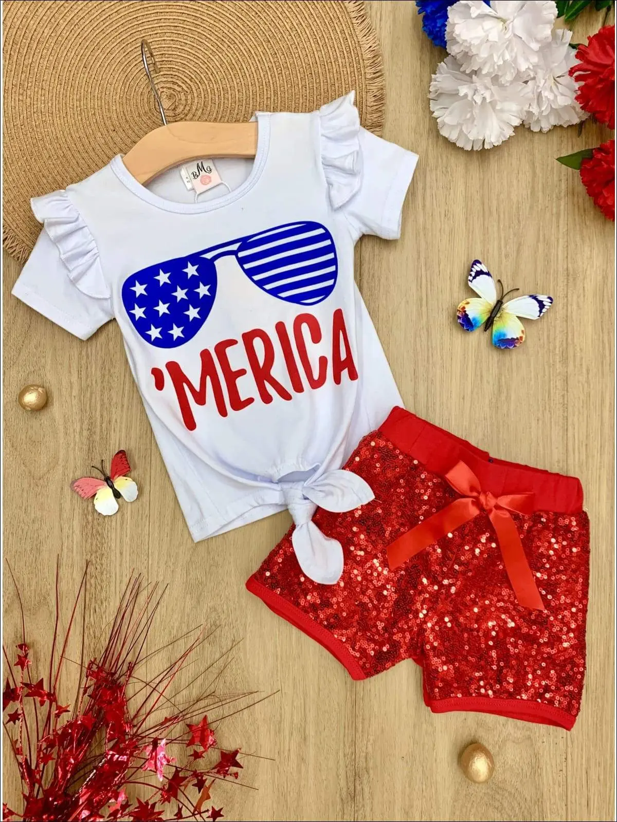 'Merica Sparkle Top and Sequin Short Set - Image 4