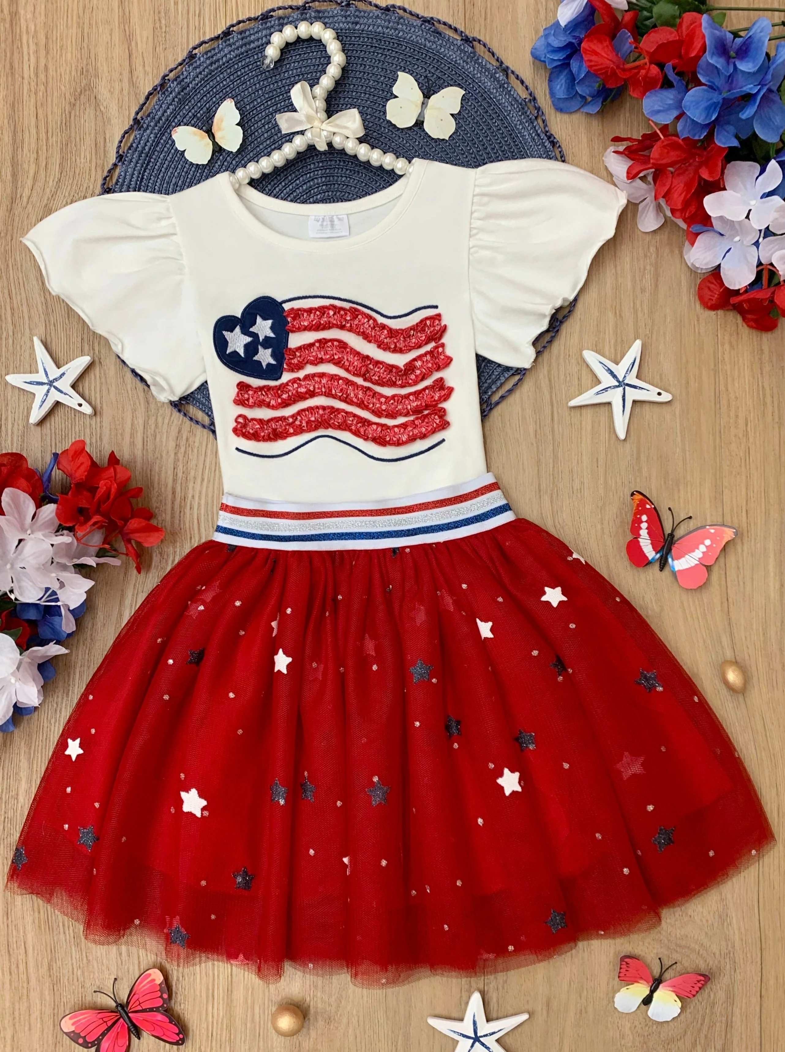 Little Miss Americana Flag Top and Tutu Skirt Set - Image 3
