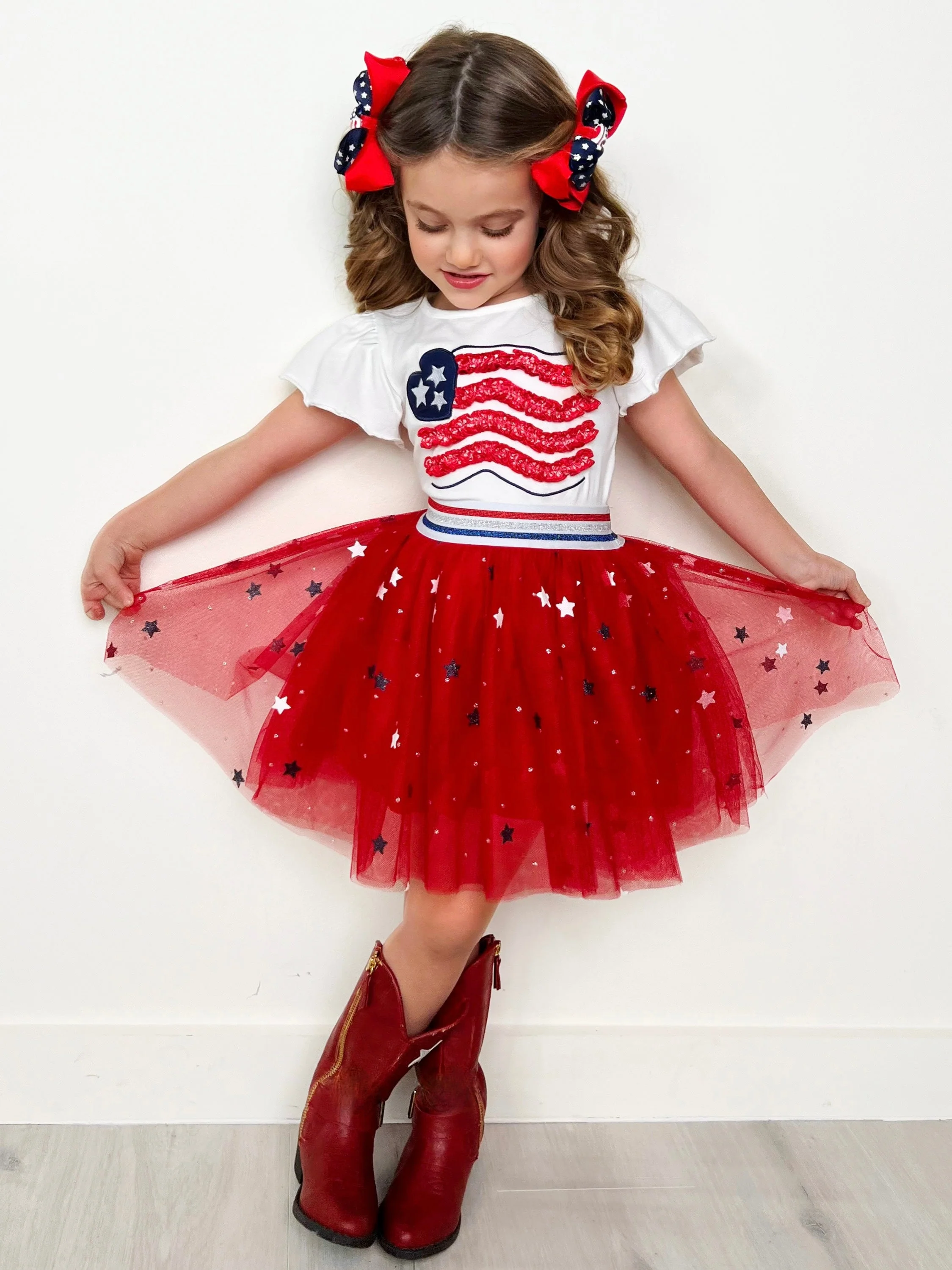 Little Miss Americana Flag Top and Tutu Skirt Set - Image 4