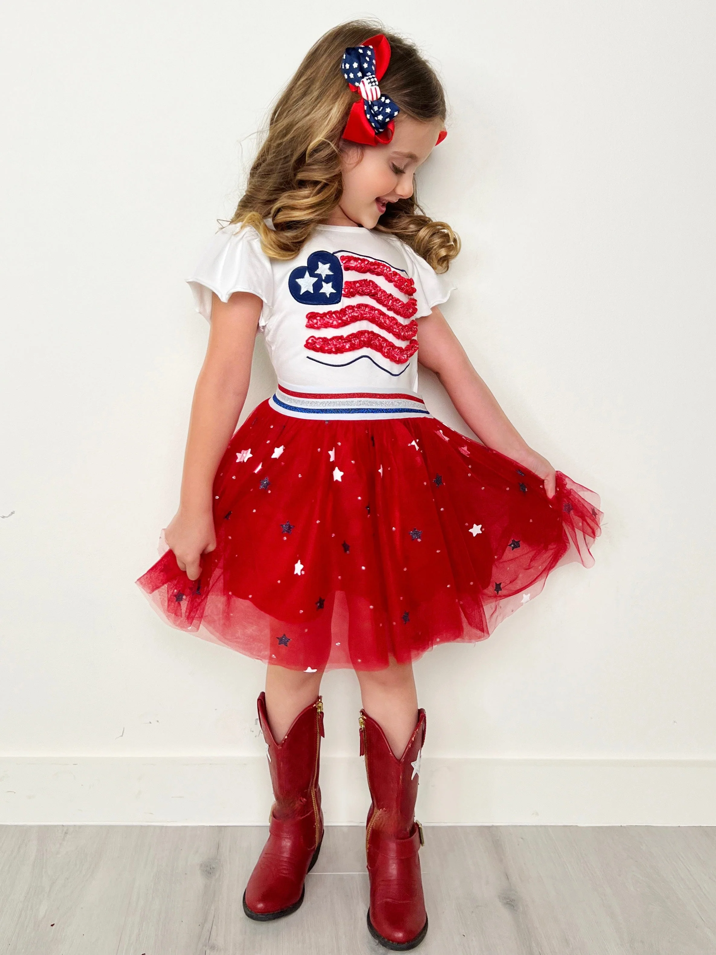 Little Miss Americana Flag Top and Tutu Skirt Set - Image 5