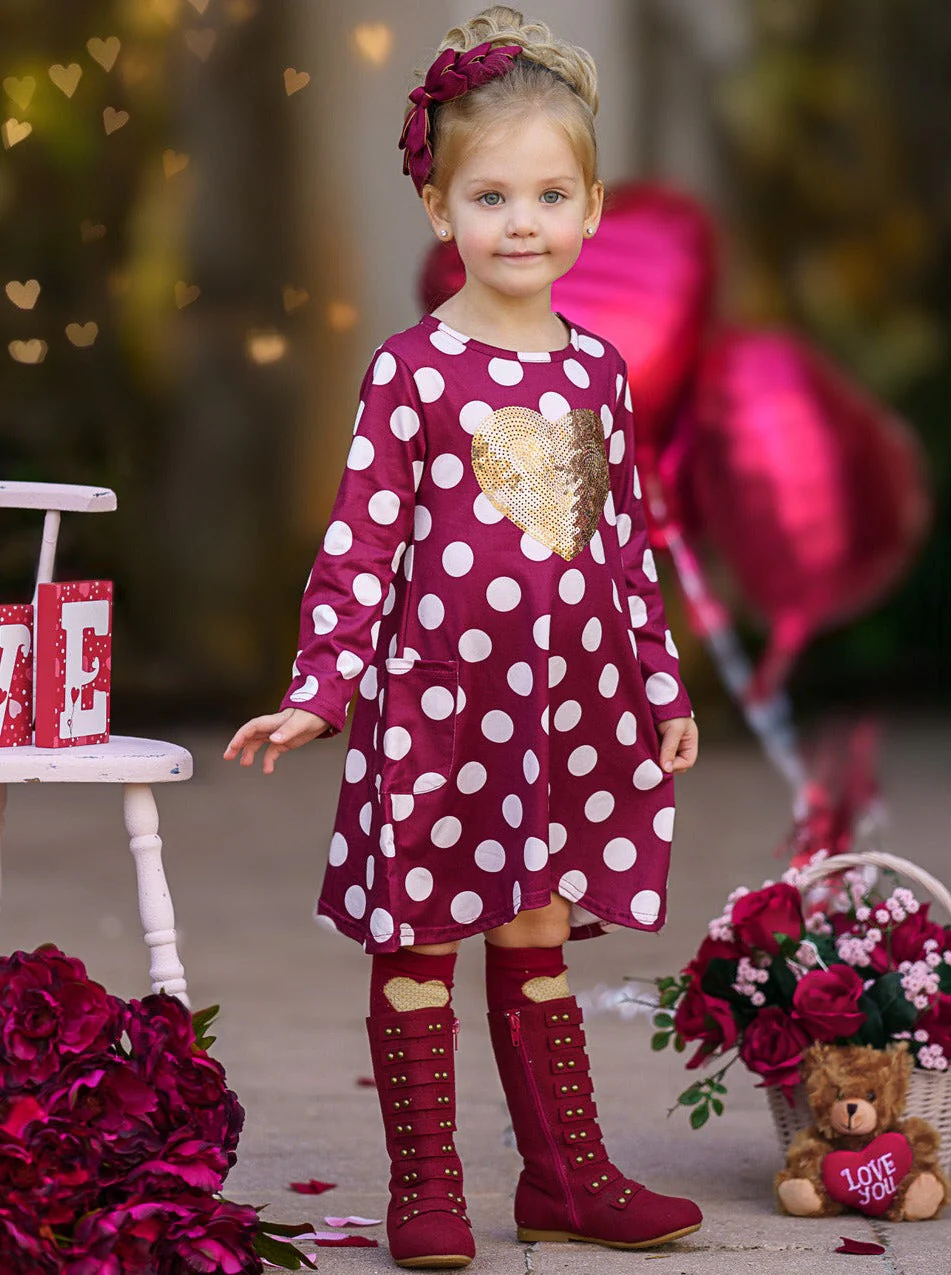 Heart of Gold Polka Dot Dress and Purse Set - Image 4