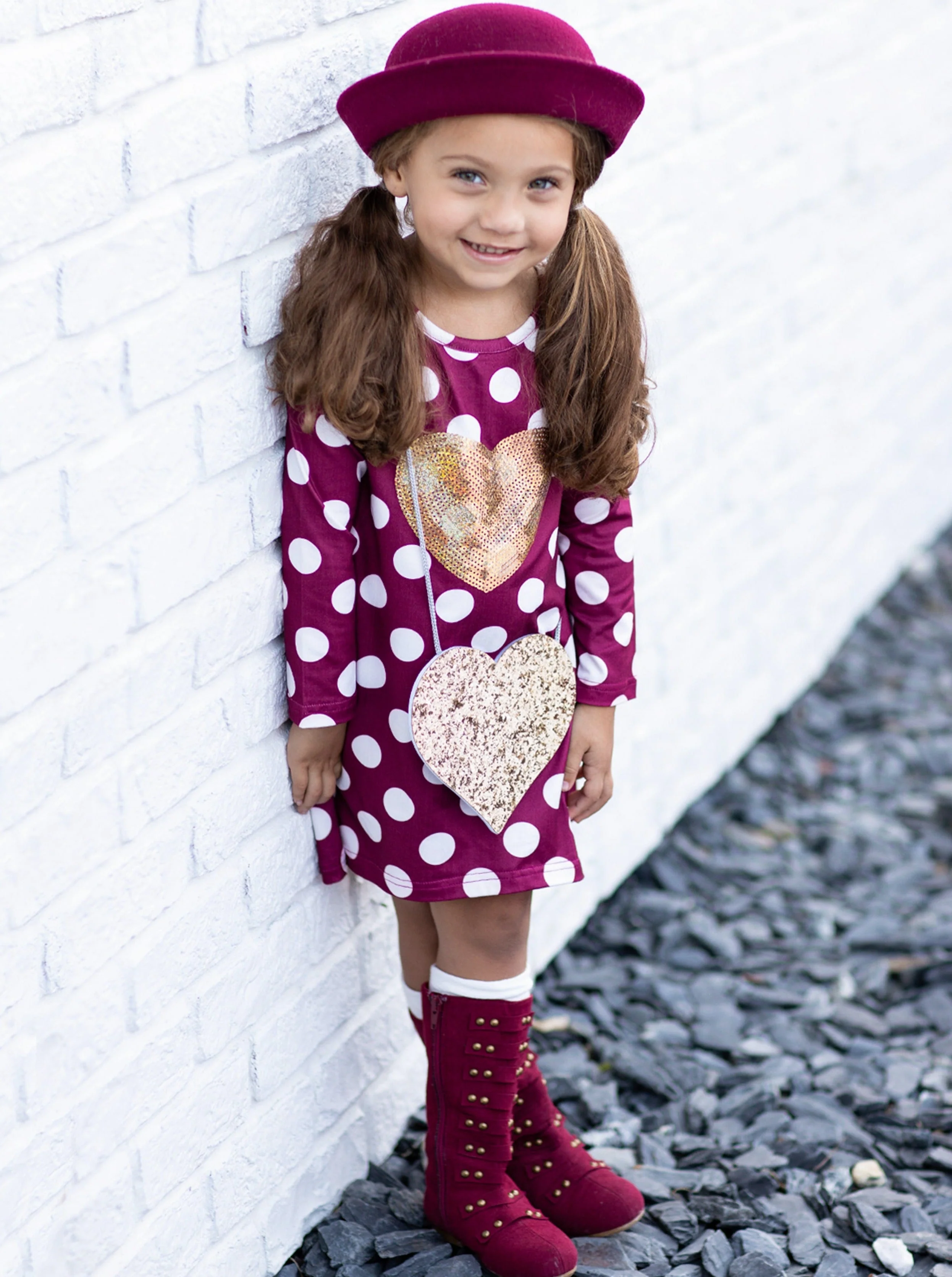 Heart of Gold Polka Dot Dress and Purse Set - Image 8