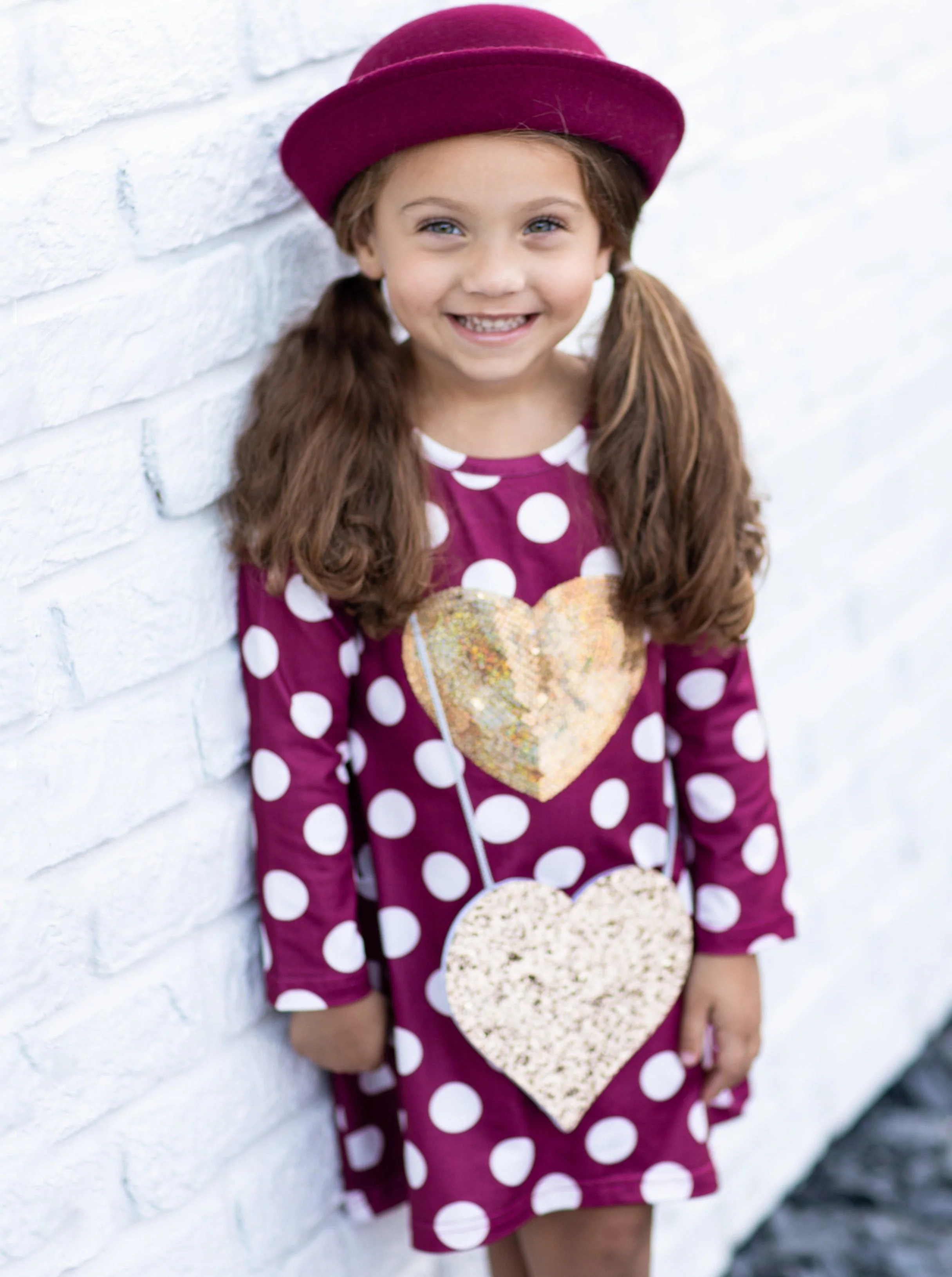 Heart of Gold Polka Dot Dress and Purse Set - Image 9