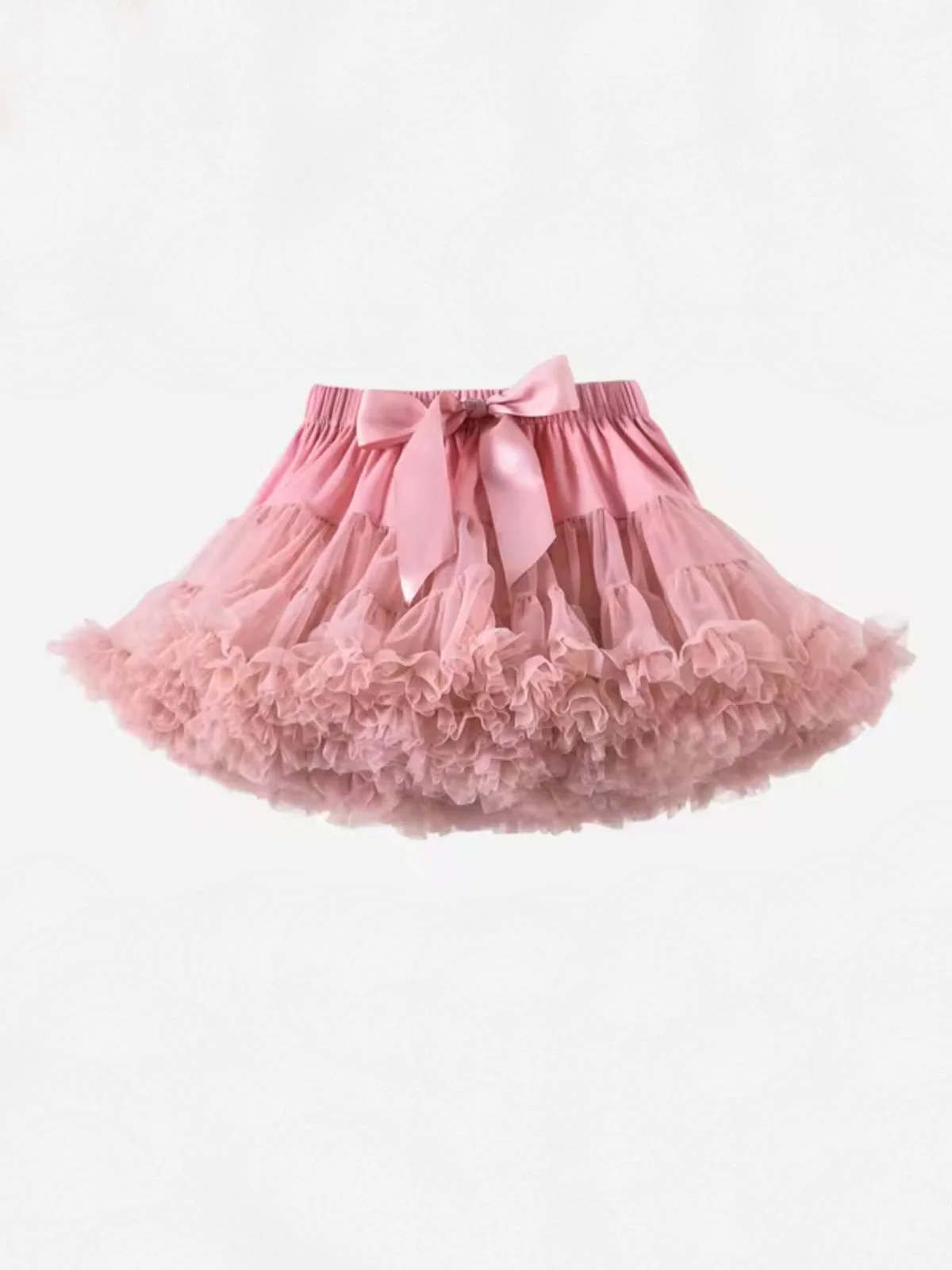 Adorable Fluffy Tulle Tutu Skirt with Satin Bow - Image 2