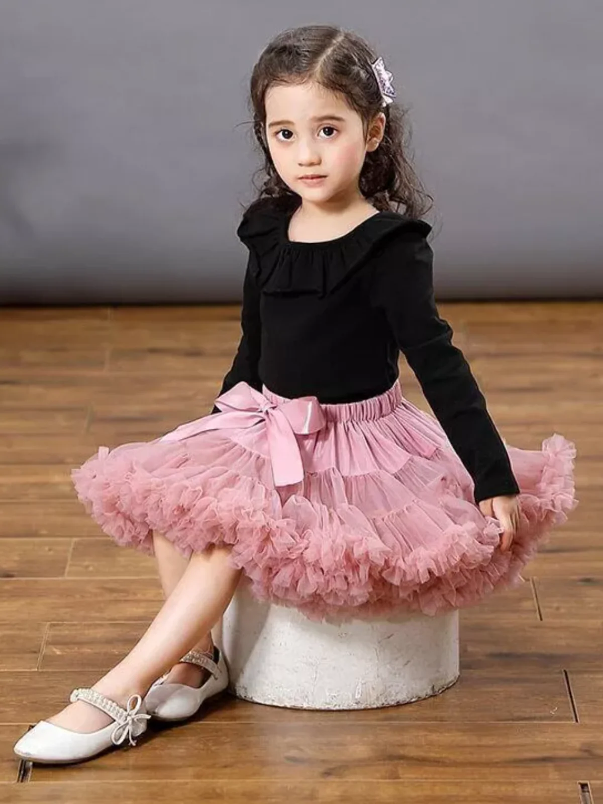 Adorable Fluffy Tulle Tutu Skirt with Satin Bow - Image 4