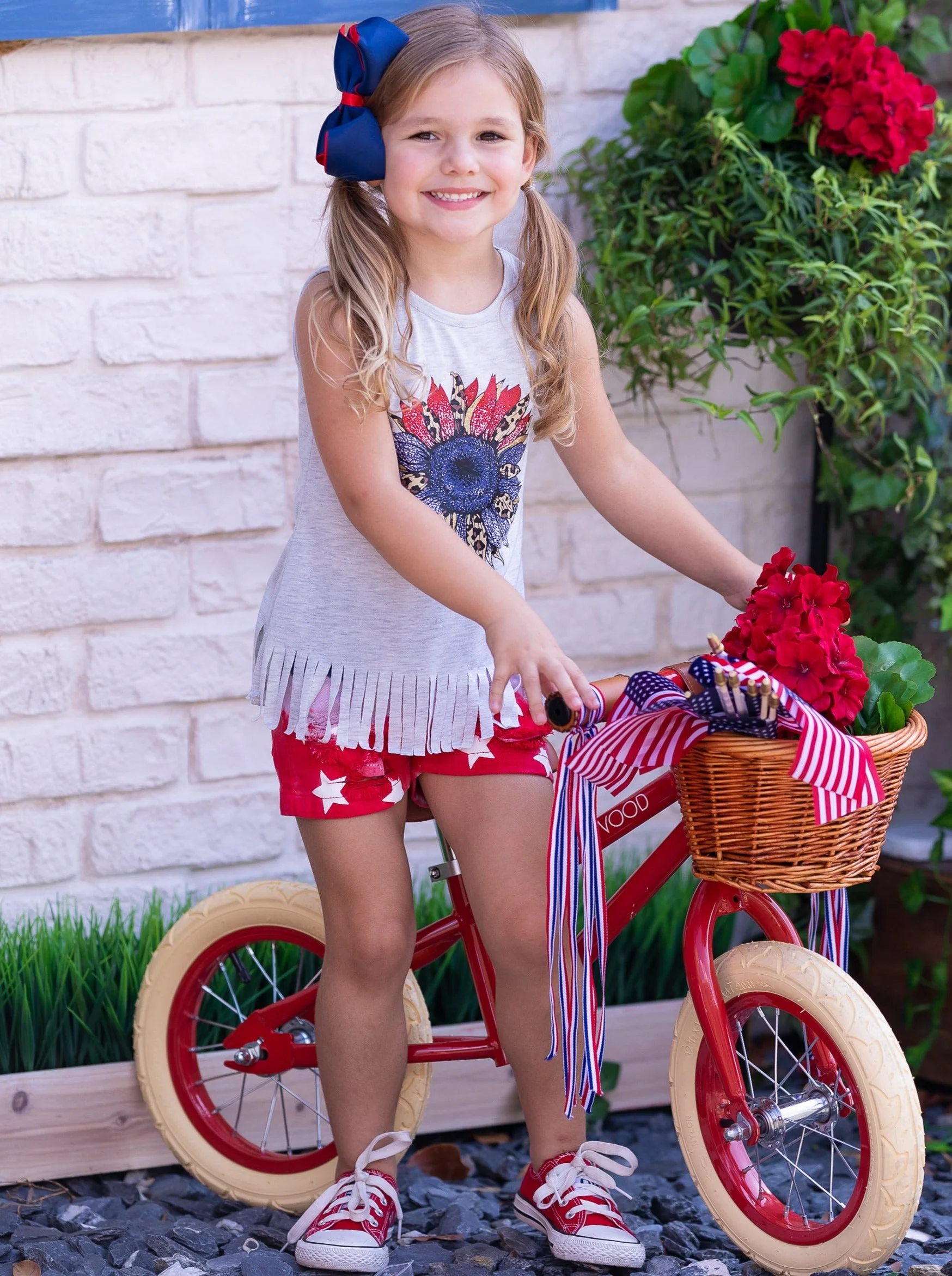 American Flower Fringe Tank Top and  Denim Shorts Set - Image 6